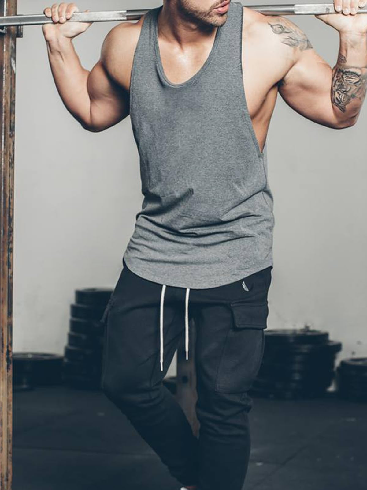Wowcarbazole Men's Gym Muscle Tank Tops - Breathable Bodybuilding Cut Open Vest for Workout & Fitness - Sleeveless Athletic T-Shirts for Training, Running & Gym Sessions