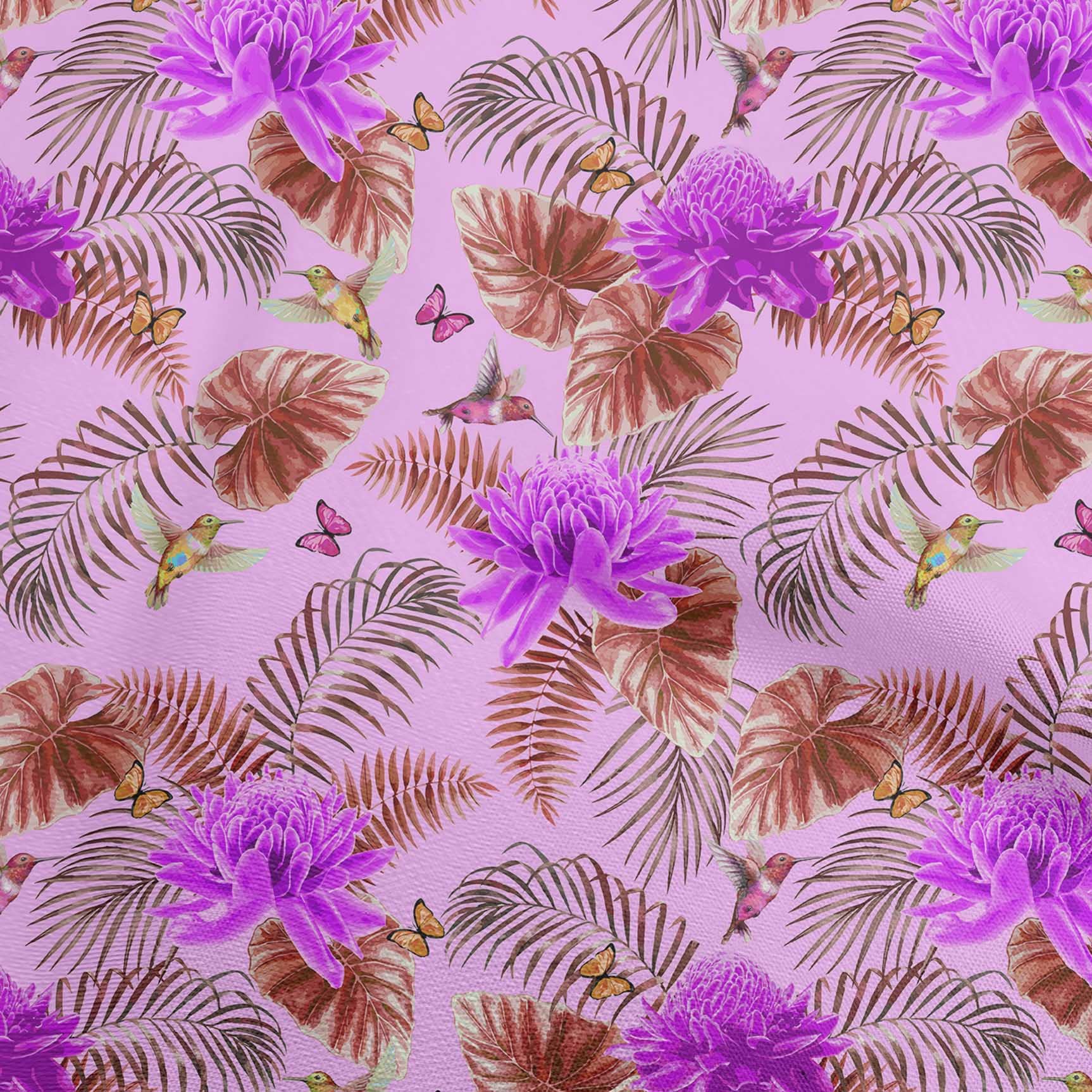 oneOone Rayon Amethyst Tropical Print Fabric - 56 Inch Wide Soft Draping Material for DIY Clothing, Dresses & Home Decor Sewing Projects | Premium Sewing Supplies by The Yard
