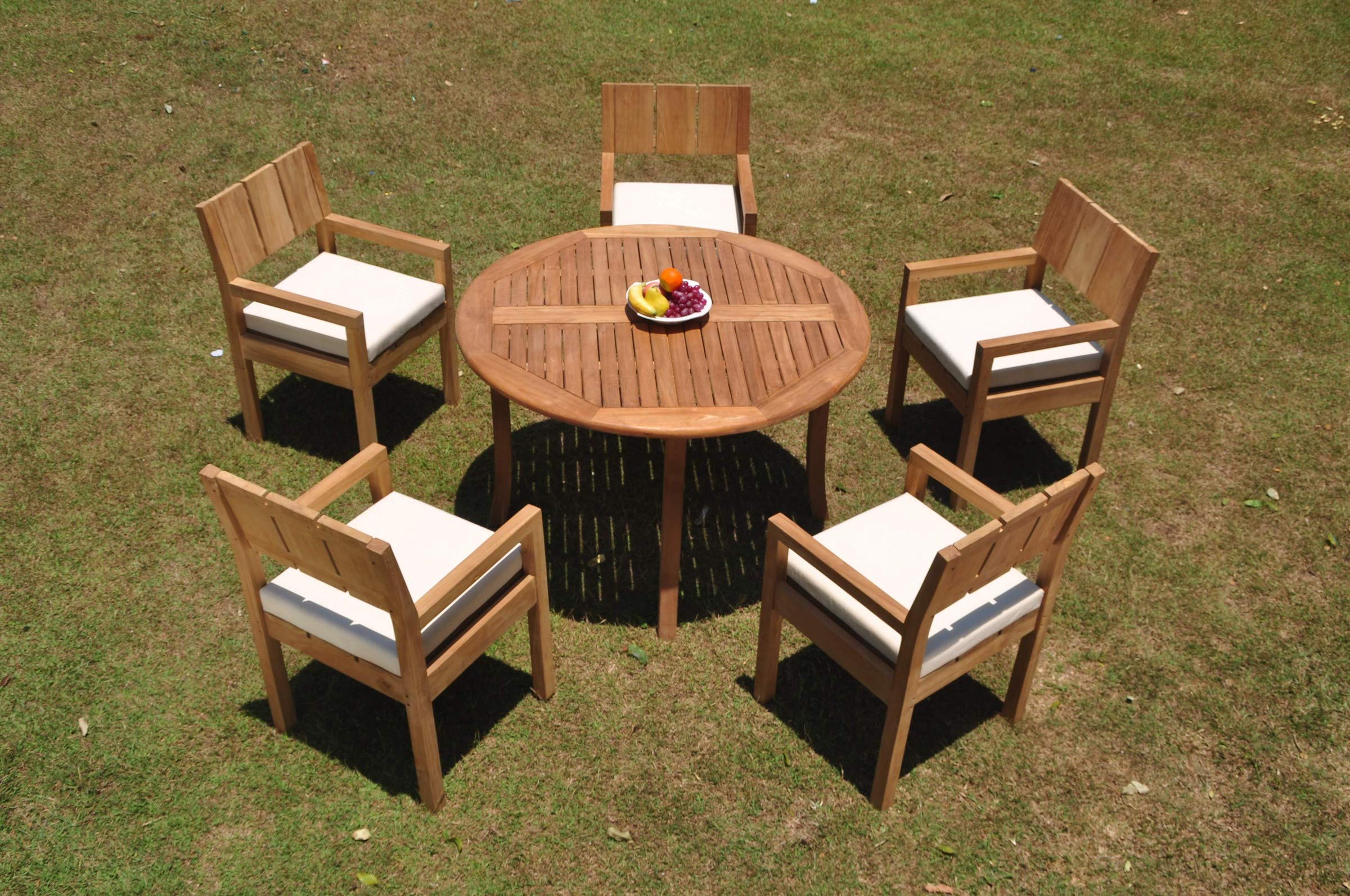 Premium Grade-A Teak Wood 5-Piece Dining Set with 48