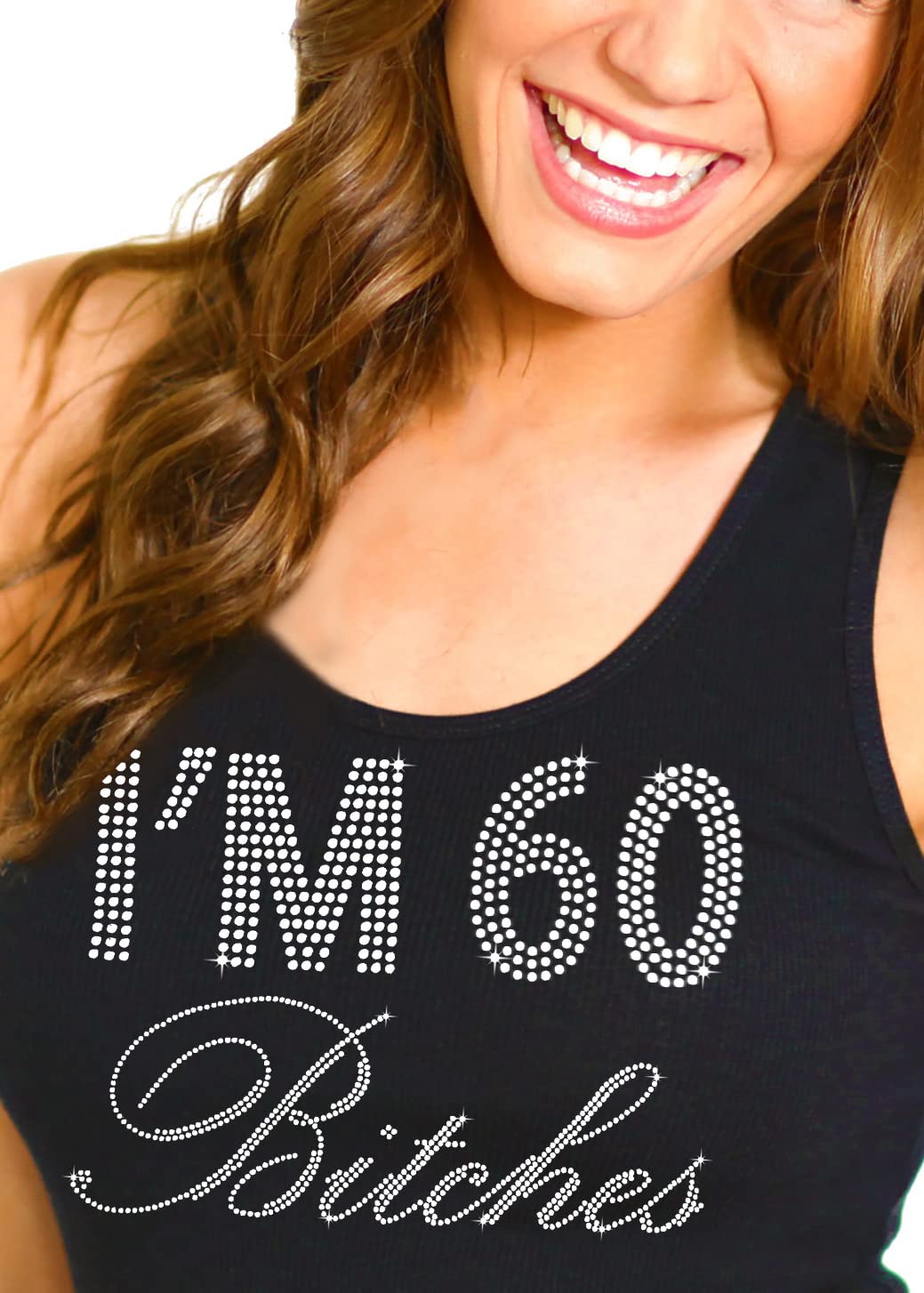 60th Birthday Shirt for Women - Sparkling Real Crystal Rhinestone Party Tops - Elegant Birthday Gifts & Celebration Outfits - Perfect for Milestone Parties, Special Occasions & Photo Shoots