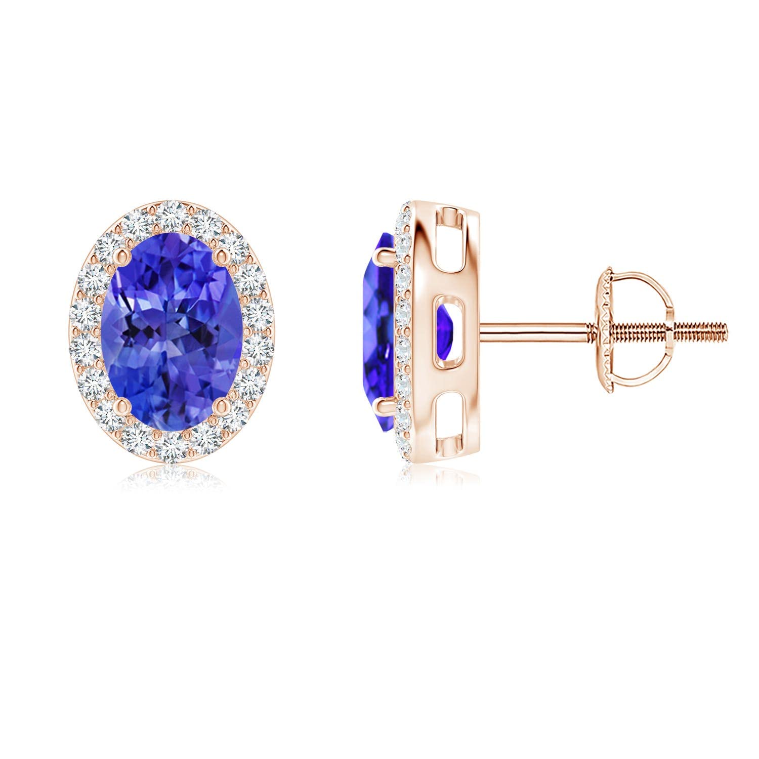 Natural Tanzanite Halo Earrings for Women - 14K Solid Gold/Platinum December Birthstone Jewelry | Elegant Gift for Her, Birthday, Wedding & Anniversary | Perfect for Evening Parties, Date Nights & Special Occasions