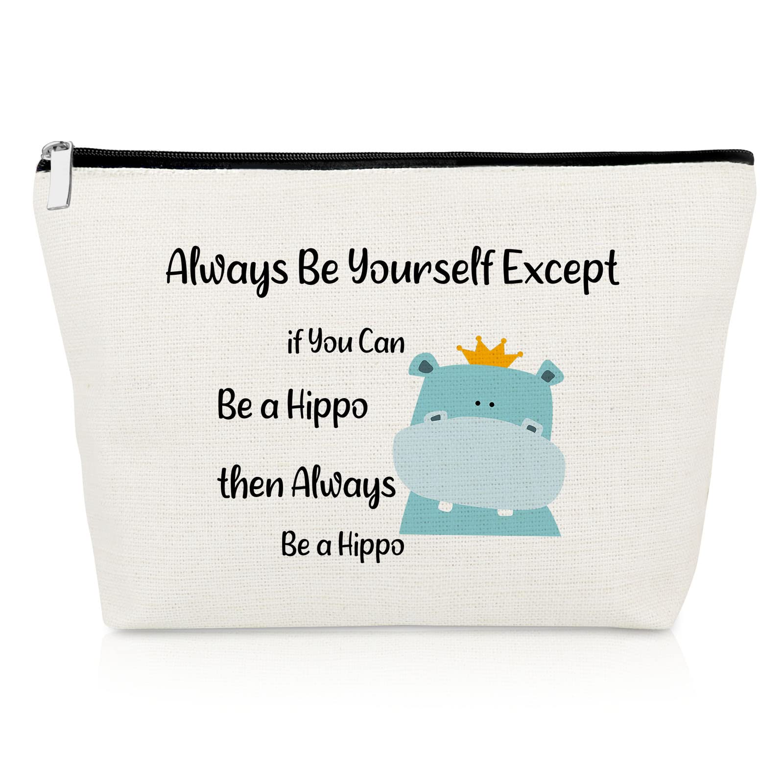 **Funny Hippo Makeup Bag - Cute Hippopotamus Cosmetic Pouch for Women & Girls - Perfect Gift for Daughter, Niece, Granddaughter - Birthday, Graduation Present for Animal Lovers - Great for Travel, School & Daily Use**