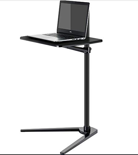 Adjustable Aluminum Laptop Floor Stand 7-20 Inch - Portable Height Adjustable Bedside Lap Desk for Notebook, Tablet PC - Perfect for Sofa, Bed, Office & Tea Table Use (Black)