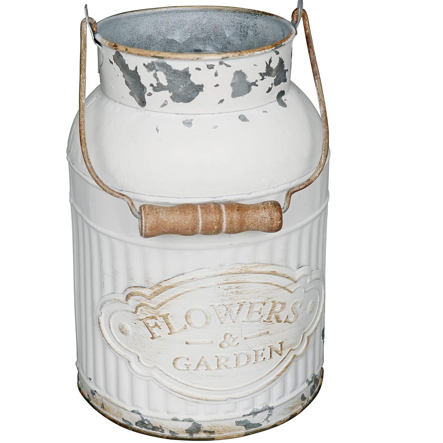 VANCORE Shabby Chic Metal Milk Jug Planter - Rustic Flower Bucket for Farmhouse Decor | Vintage Metal Vases for Home, Garden & Wedding Centerpieces