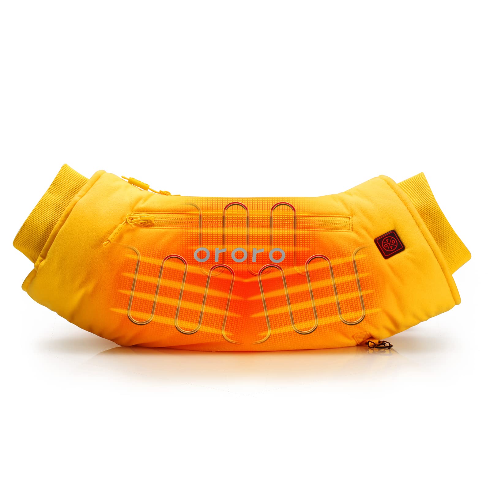 ORORO Rechargeable Electric Hand Warmer Muff - 14 Hours Continuous Heating, Portable Battery-Powered Hand Warmer Pouch (Yellow) - Perfect for Winter Outdoor Activities, Camping, Skiing & Cold Weather Commutes