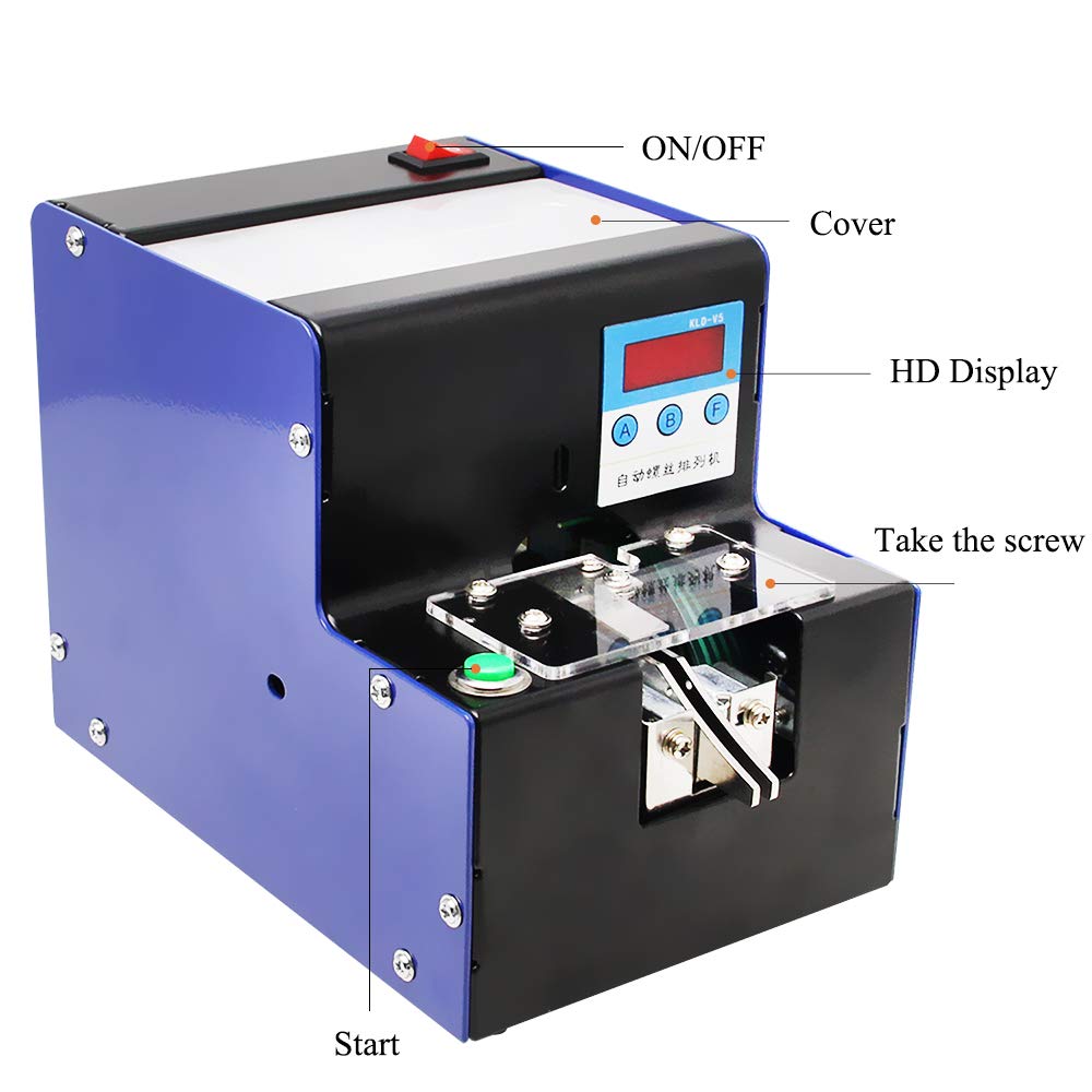 CGOLDENWALL Automatic Screw Counting Machine - Microcomputer Screw Feeder with Adjustable Track for M1-M5 Screws (Blue) | Perfect for Hardware Stores, Assembly Lines & DIY Projects