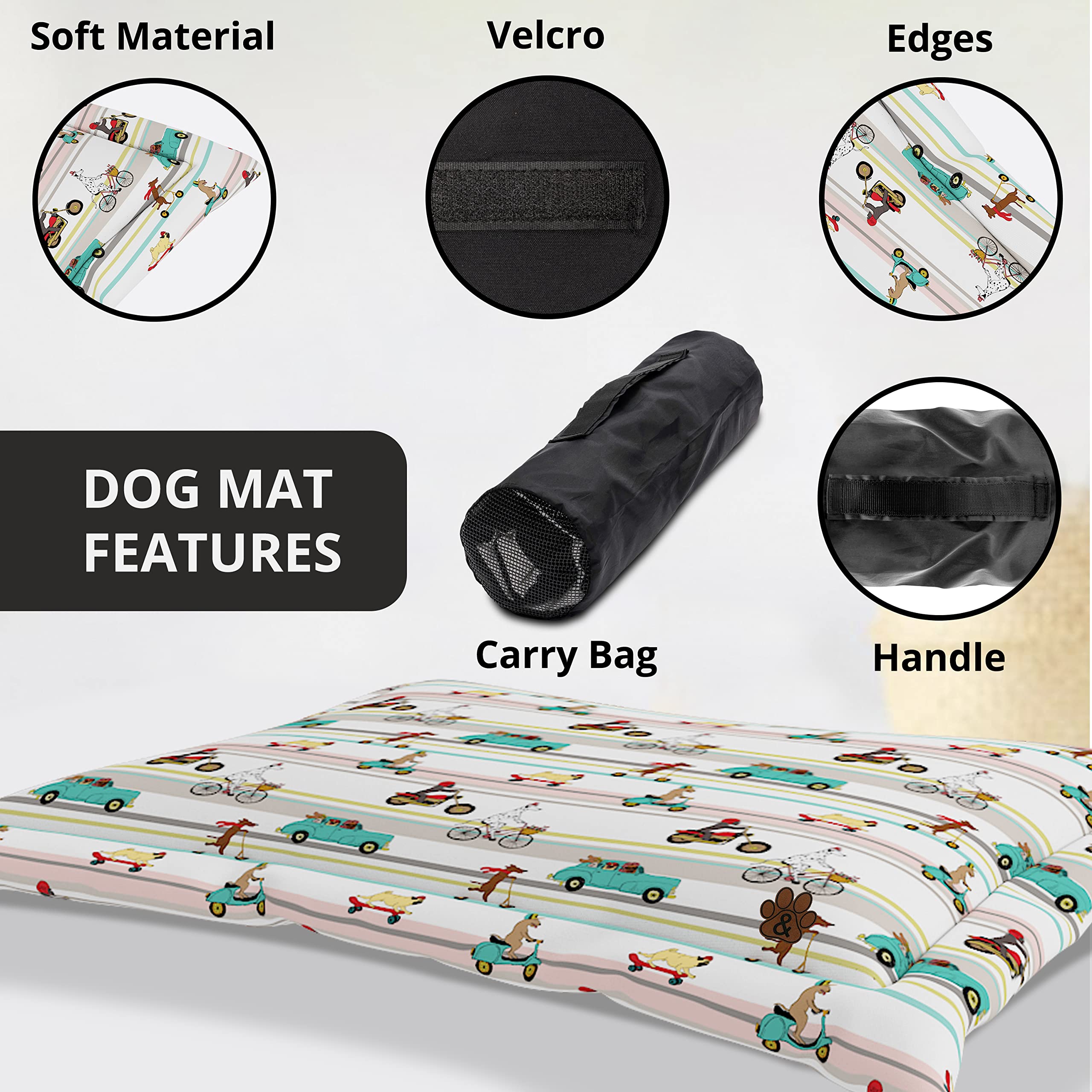 Non-Slip Dog Bed Mat for Large Medium Small Dogs & Cats - Washable Pet Mattress with Anti-Skid Bottom (Pattern 04, Large Size) - Perfect for Crate, Kennel or Floor Comfort
