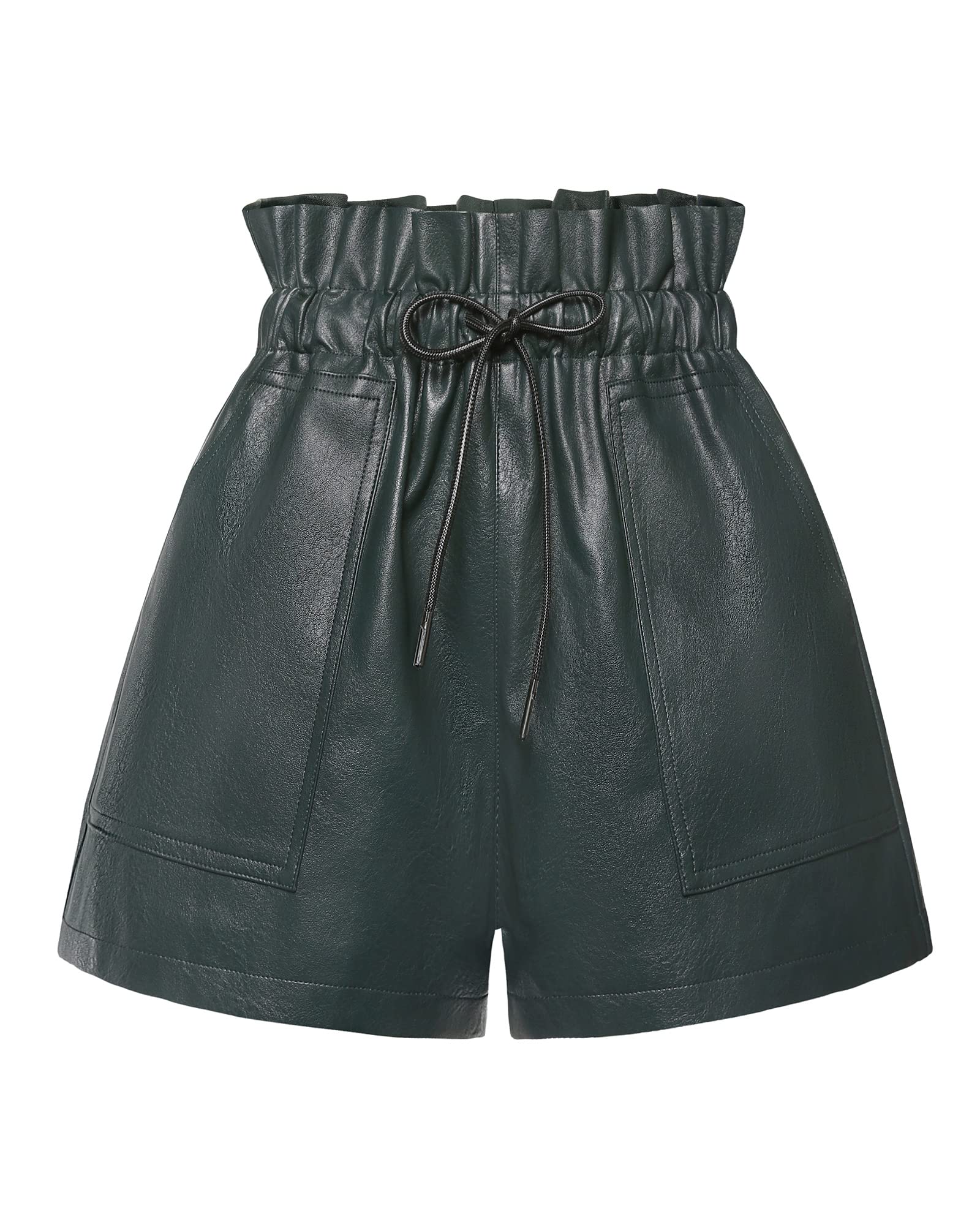 QIANXIZHAN Women's Faux Leather High Waist Wide Leg Shorts - Sexy Stretch Vegan Leather Shorts for Women | Perfect for Night Out, Club Wear, and Summer Fashion