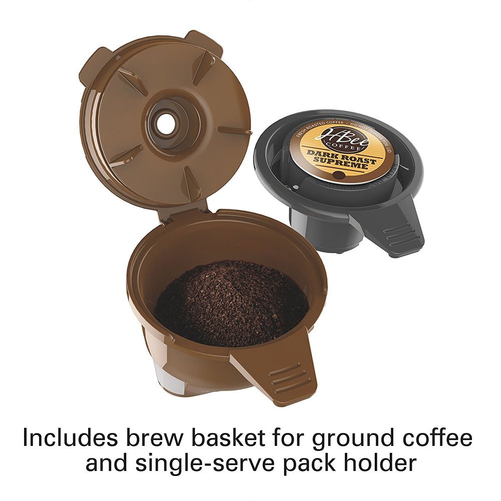 Hamilton Beach FlexBrew 2-Way Programmable Coffee Maker (49976) - Single Serve & 12-Cup Carafe, Compatible with K-Cup Pods & Ground Coffee, Includes Support Extension - Perfect for Home, Office, and Kitchen Use