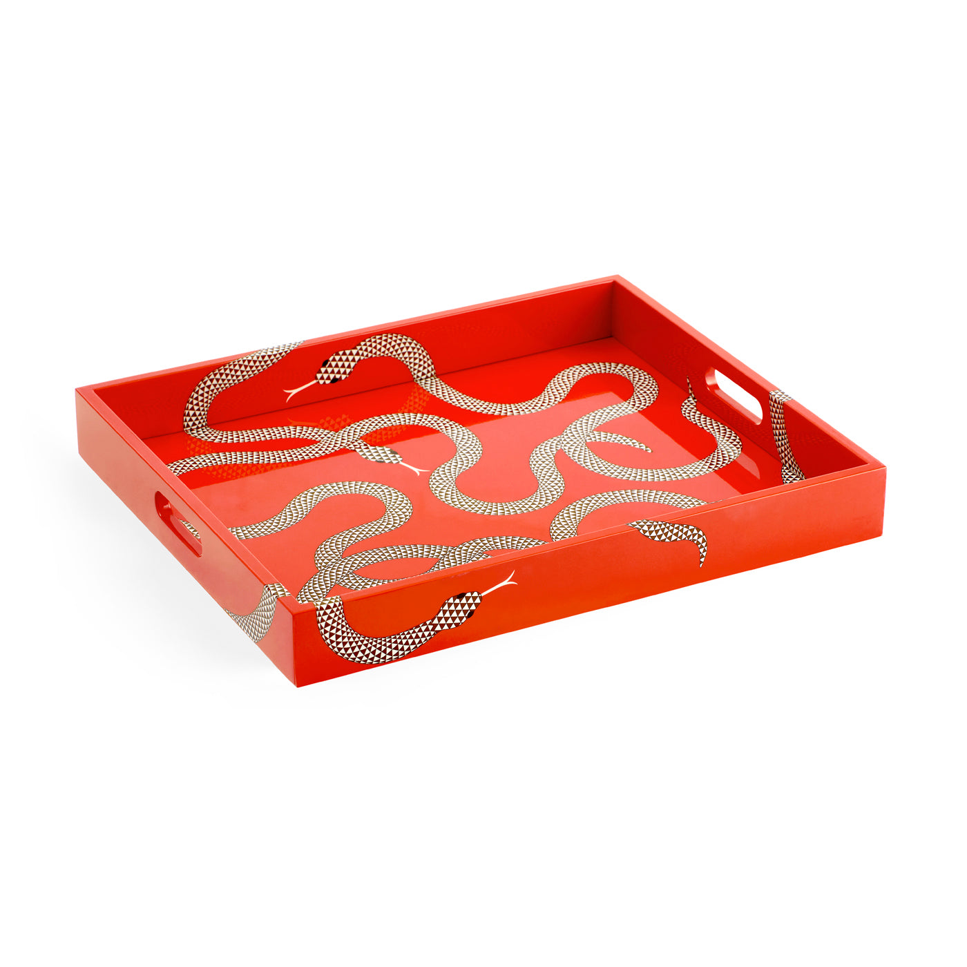 Elegant Lacquer Tray - Handcrafted Wooden Serving Tray with Gold Trim - Perfect for Tea Service, Jewelry Display & Home Decor
