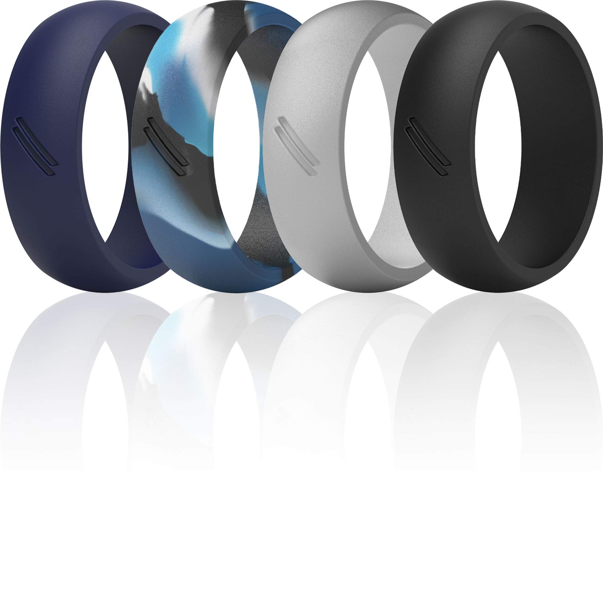 ThunderFit Silicone Wedding Rings for Men - 4 Pack Rubber Engagement Bands (8.7mm Wide, 2.5mm Thick) - Comfortable, Durable & Safe for Gym, Swimming, Travel & Outdoor Activities