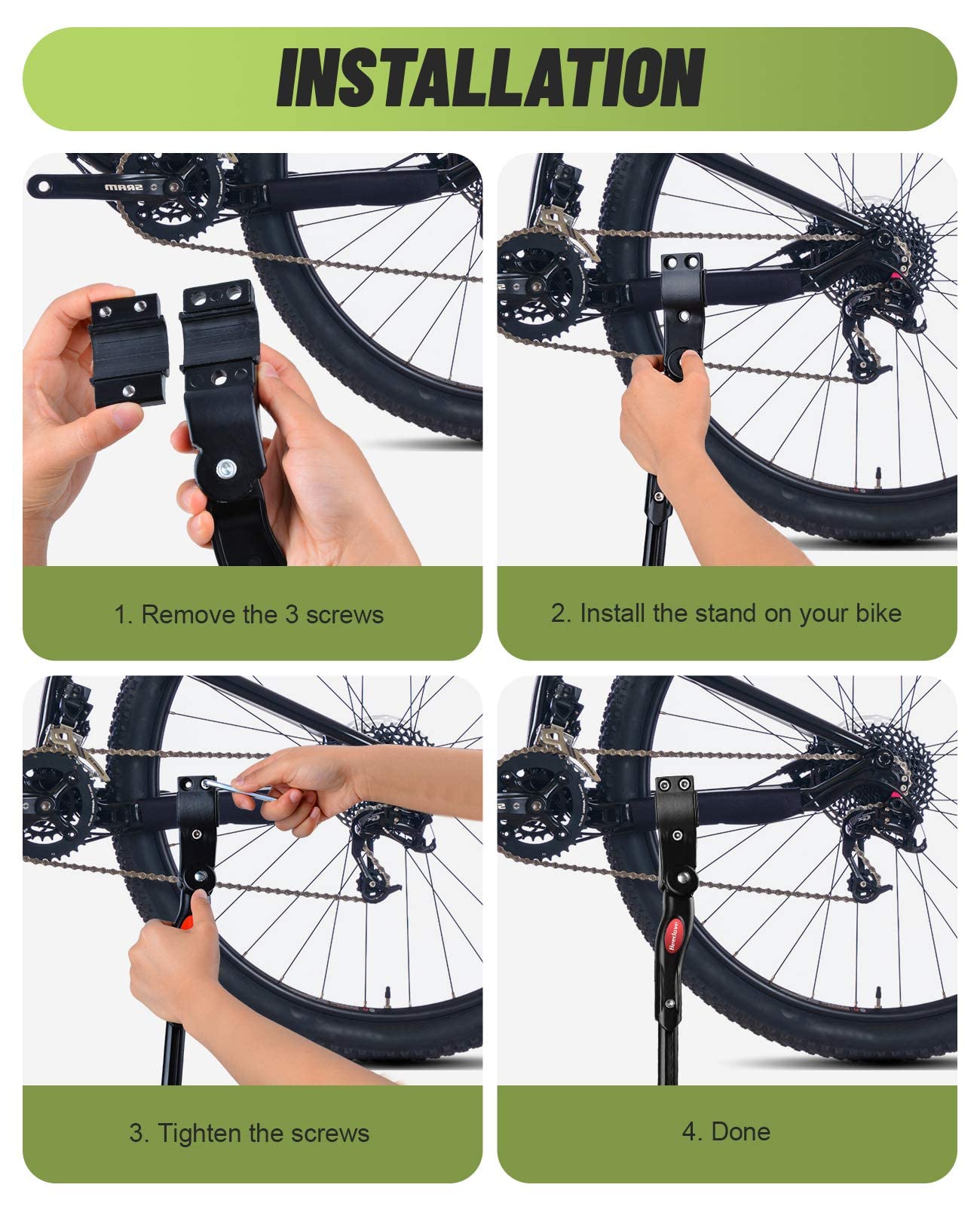 Beedove Adjustable Aluminum Alloy Bike Kickstand for 24