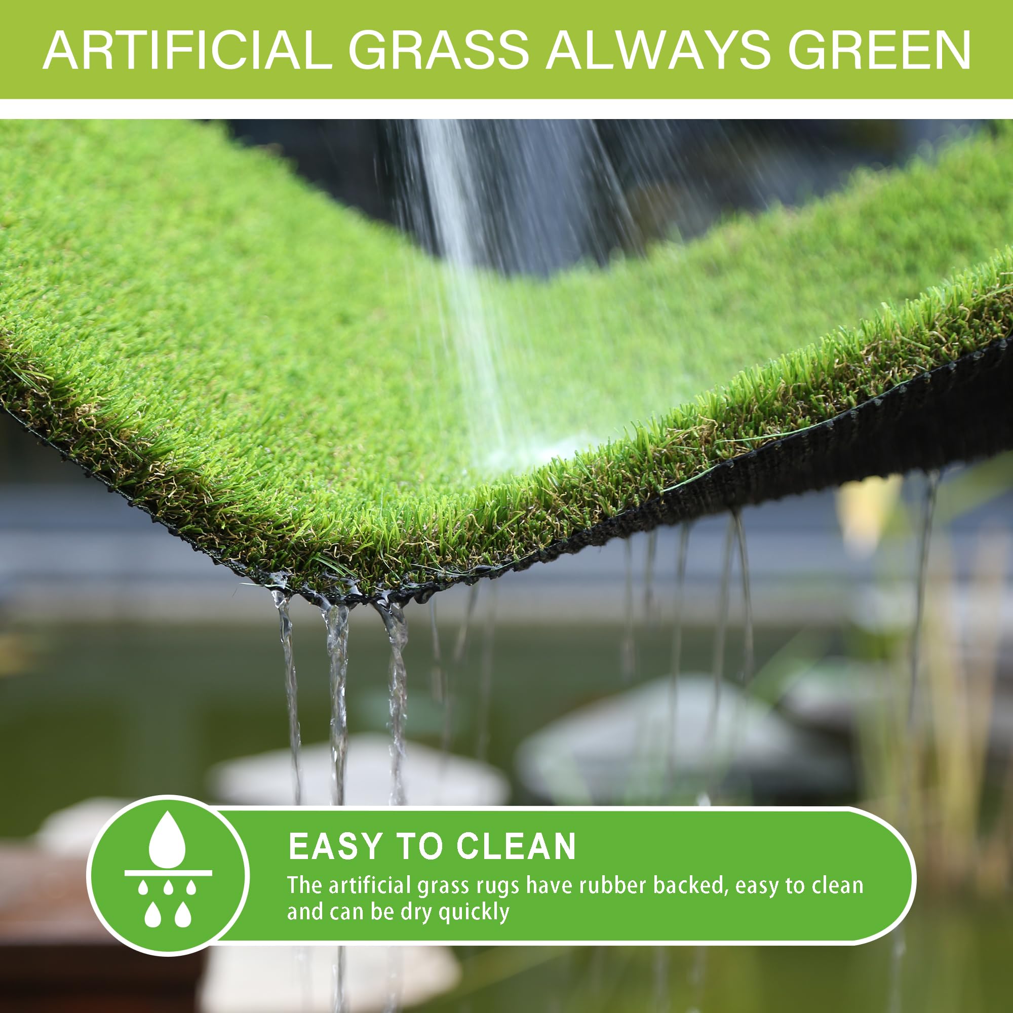 Premium 5x10 FT Artificial Grass Pee Pads for Dogs - Indoor/Outdoor Potty Training Turf Mat, Durable Fake Grass Rug for Puppy & Dog Training - Perfect for Balcony, Patio, Kennel & Garden Use