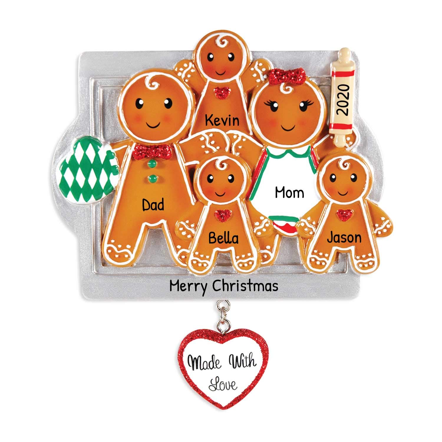 Custom Family of 5 Christmas Ornaments 2024 - Personalized Gingerbread Cookie Decorations for Tree | Holiday Gift for Parents & Kids | Perfect for Christmas Decor, Family Traditions & Festive Home Decorating