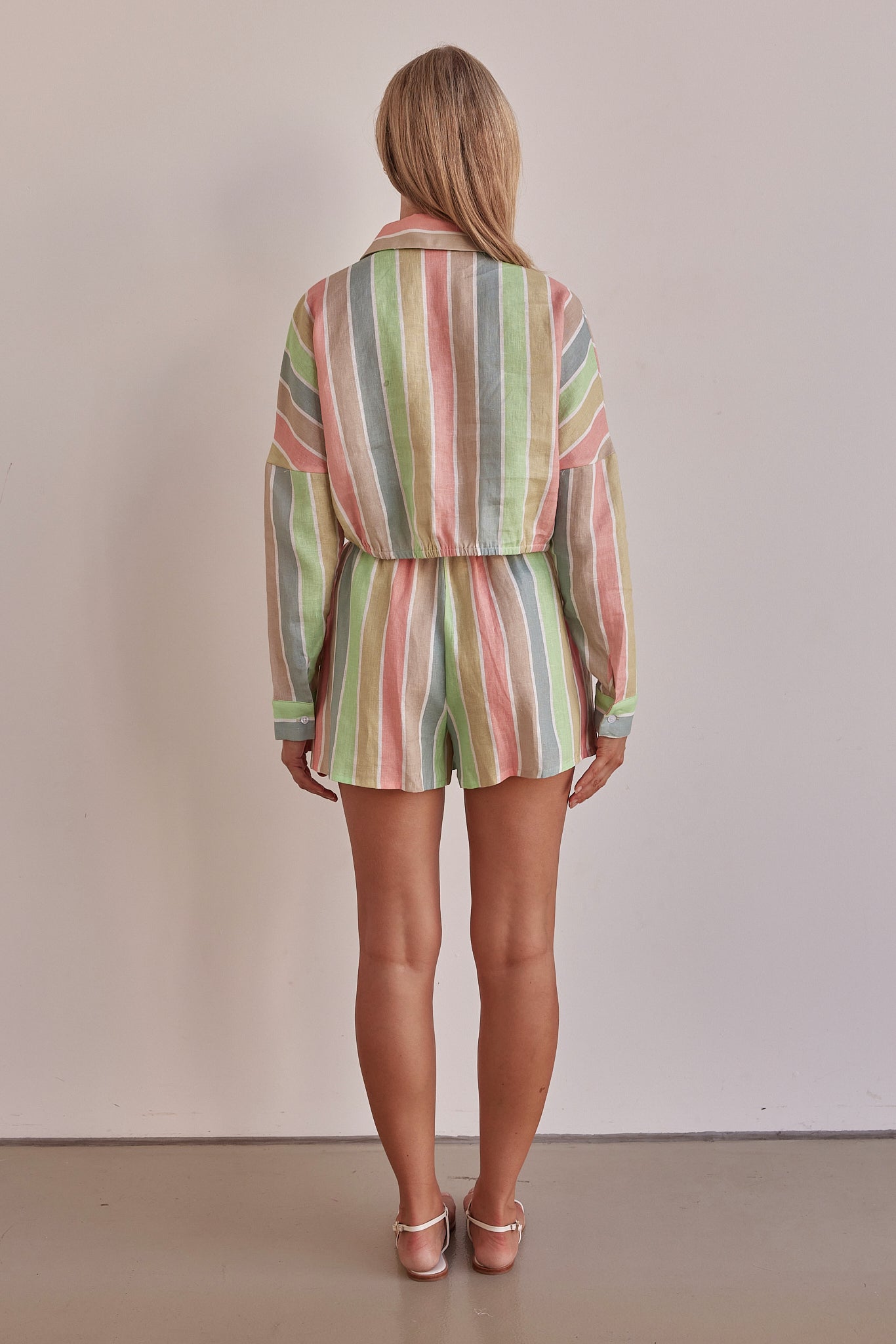 Luna Linen Shorts for Women - Comfortable Striped Summer Shorts - Perfect for Beach, Vacation & Casual Wear