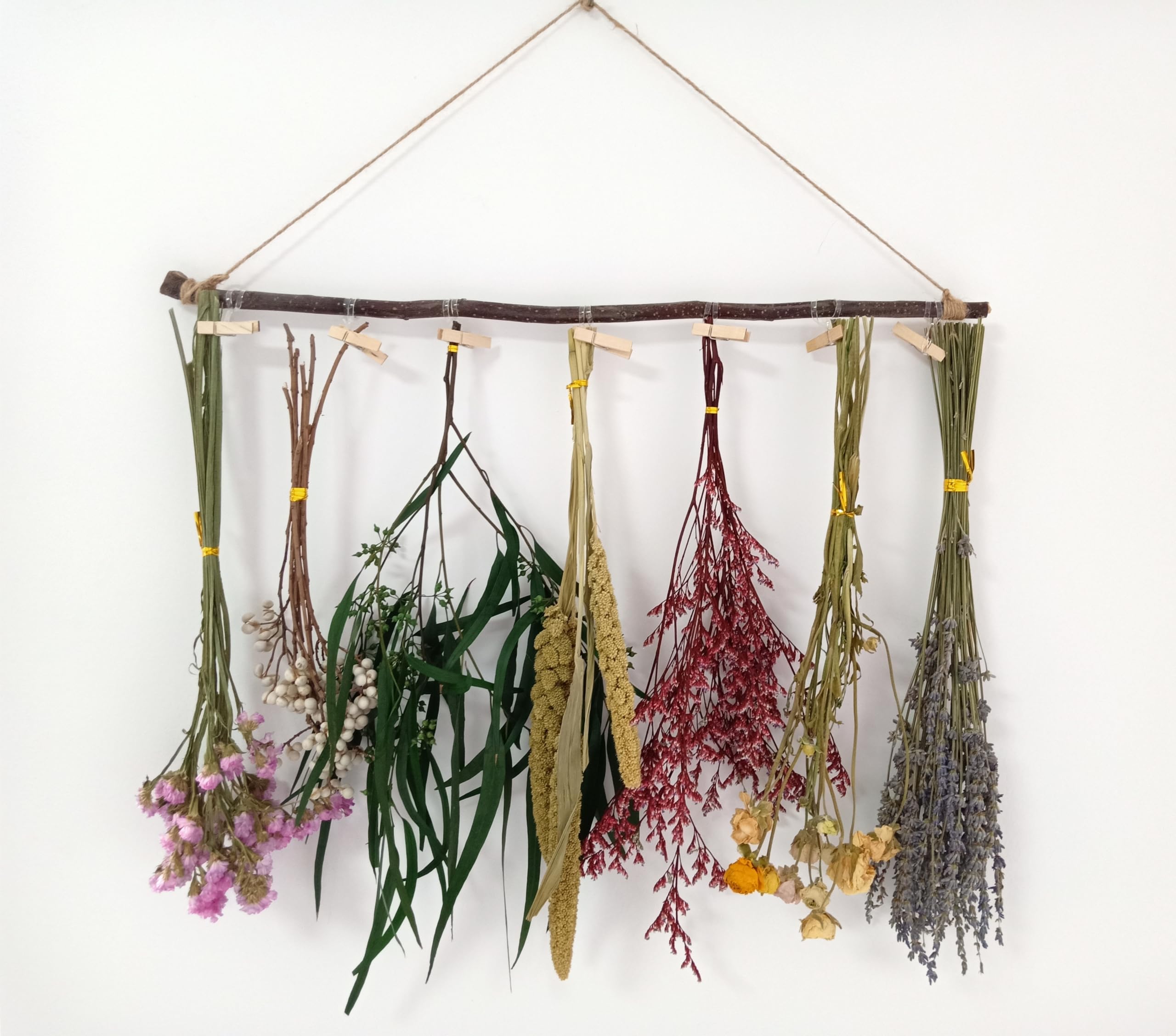 Farmhouse Dried Flower Wall Hanging Rack - Lavender Decor for Rustic Homes
