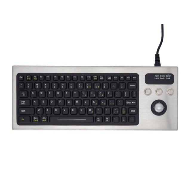 iKey Stainless Steel Keyboard with Built-in Trackball - Industrial-Grade USB Keyboard for Harsh Environments, Hospitals & Clean Rooms