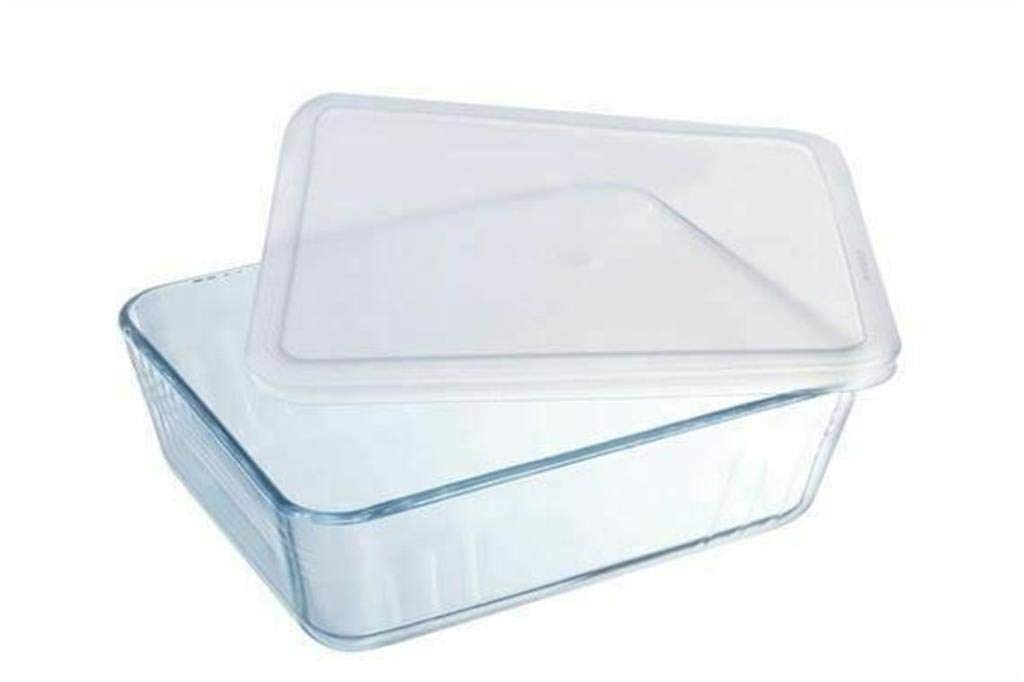 Pyrex Cook & Freeze Set of 2 Rectangular Food Storage Containers with Lids - 1.5L & 2.6L Extra Strong Borosilicate Glass - Oven, Microwave & Freezer Safe - Meal Prep, Leftovers & Baking - Clear