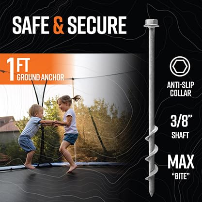 Heavy Duty Ground Anchor Screw Kit - 12 Pack 1 Ft Screw-in Anchors for High Winds | Secure Swing Sets, Pop-Up Canopies, Tents & Outdoor Equipment | Perfect for Camping, Backyard, Patio & Storm Protection