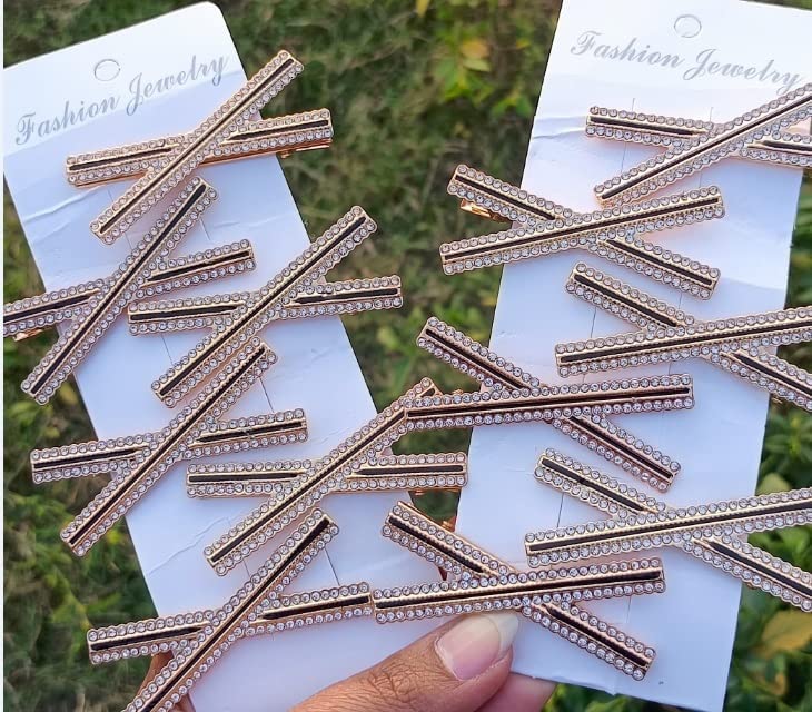 Elegant SUNBIRD Gold Cat Hair Clip with Diamond Feather Design - 12 Pack Women's Hair Barrettes & Bobby Pins for Styling - Korean Fashion Hair Accessories for Parties, Weddings & Everyday Wear