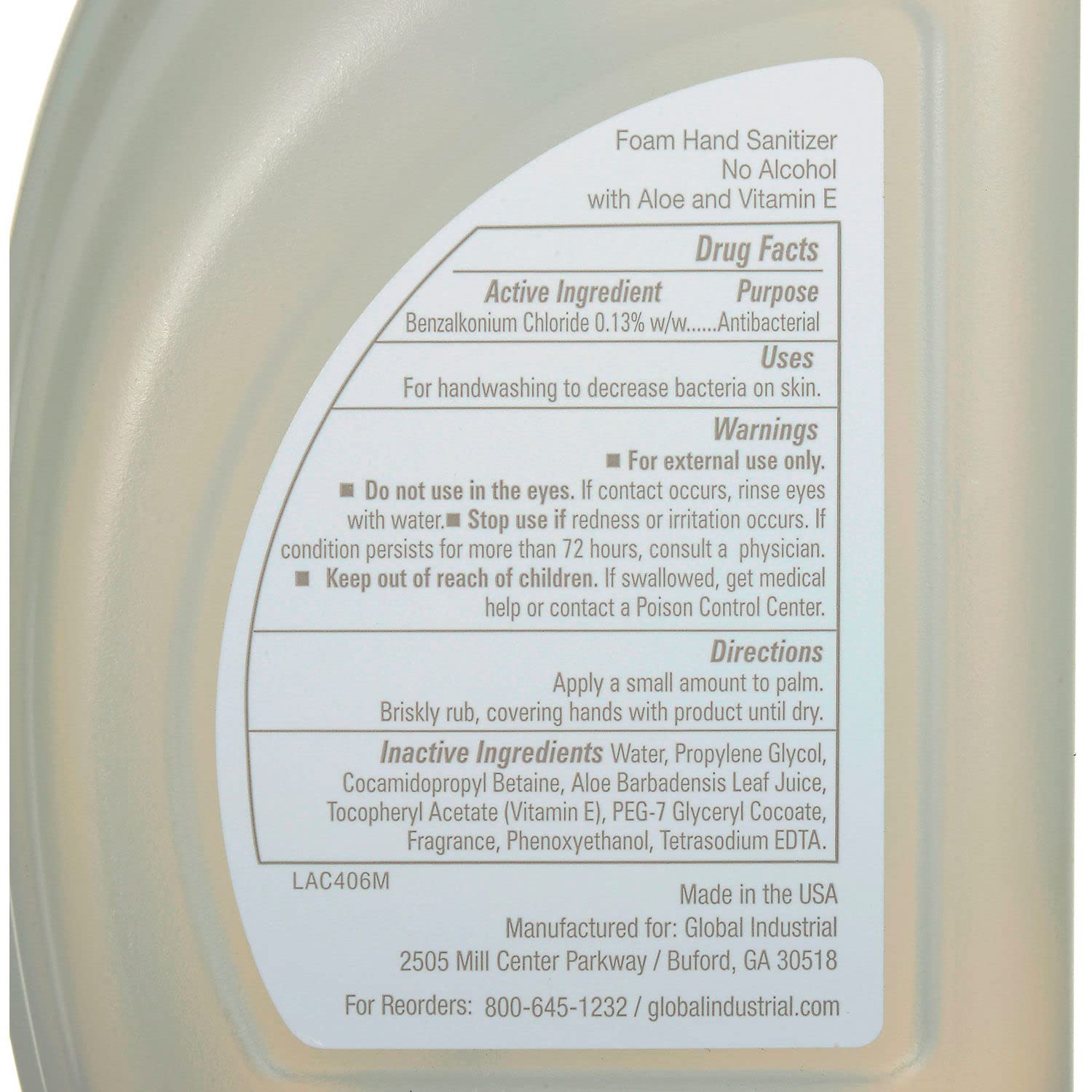 Alcohol-Free Foam Hand Sanitizer for Industrial Use - Linen Scent, 32 oz (8 Bottles/Case) | Gentle Skin Cleansing for Offices, Hospitals & Public Spaces