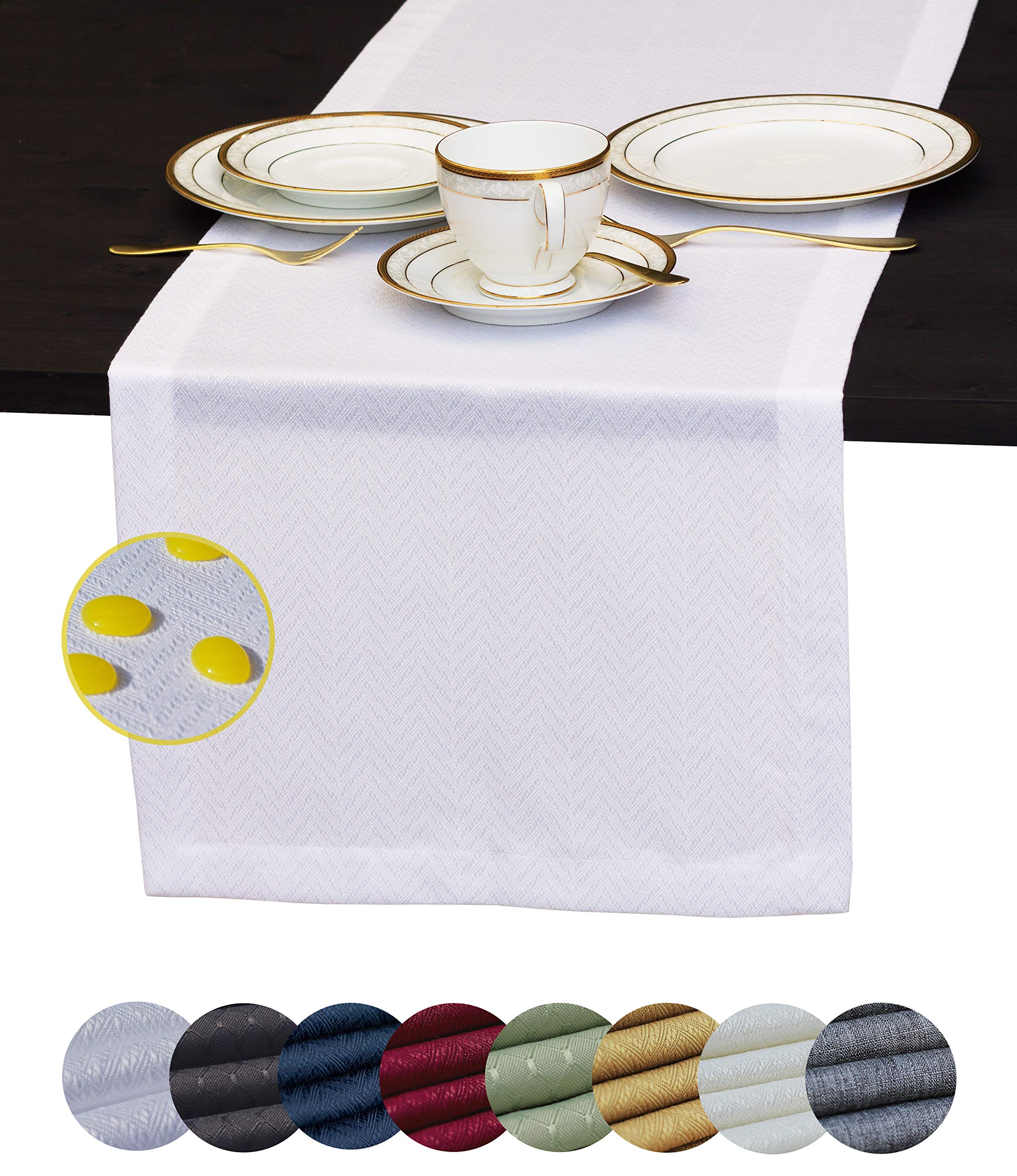 108 Inch White Waterproof Table Runner - Elegant Dining & Coffee Table Scarf for Weddings, Parties, Events | Perfect for Thanksgiving, Halloween, Christmas Decor | Indoor & Outdoor Use