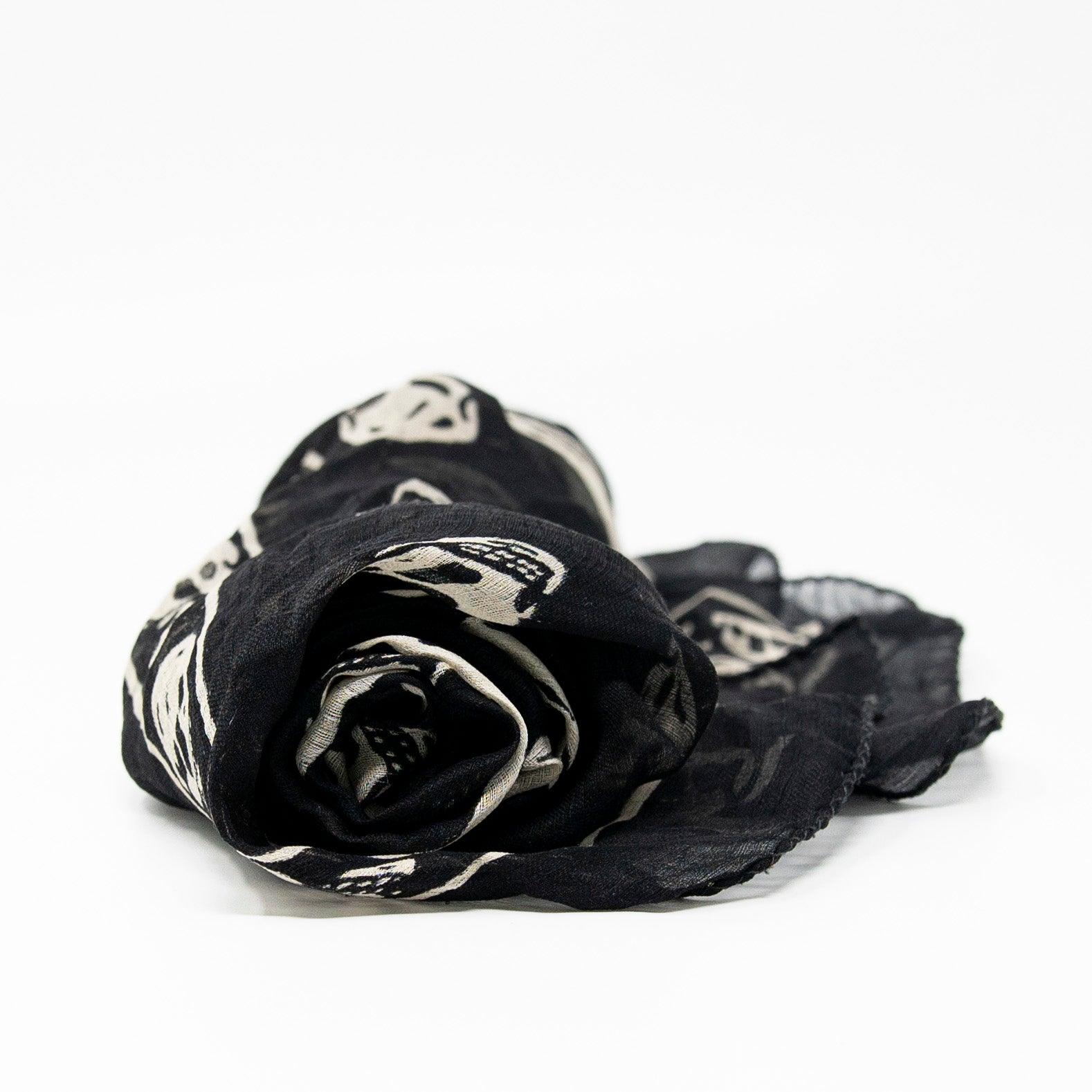 Alexander McQueen Black Silk Scarf with Skull Design - Luxury Fashion Accessory for Women, Perfect for Parties, Weddings, and Evening Events