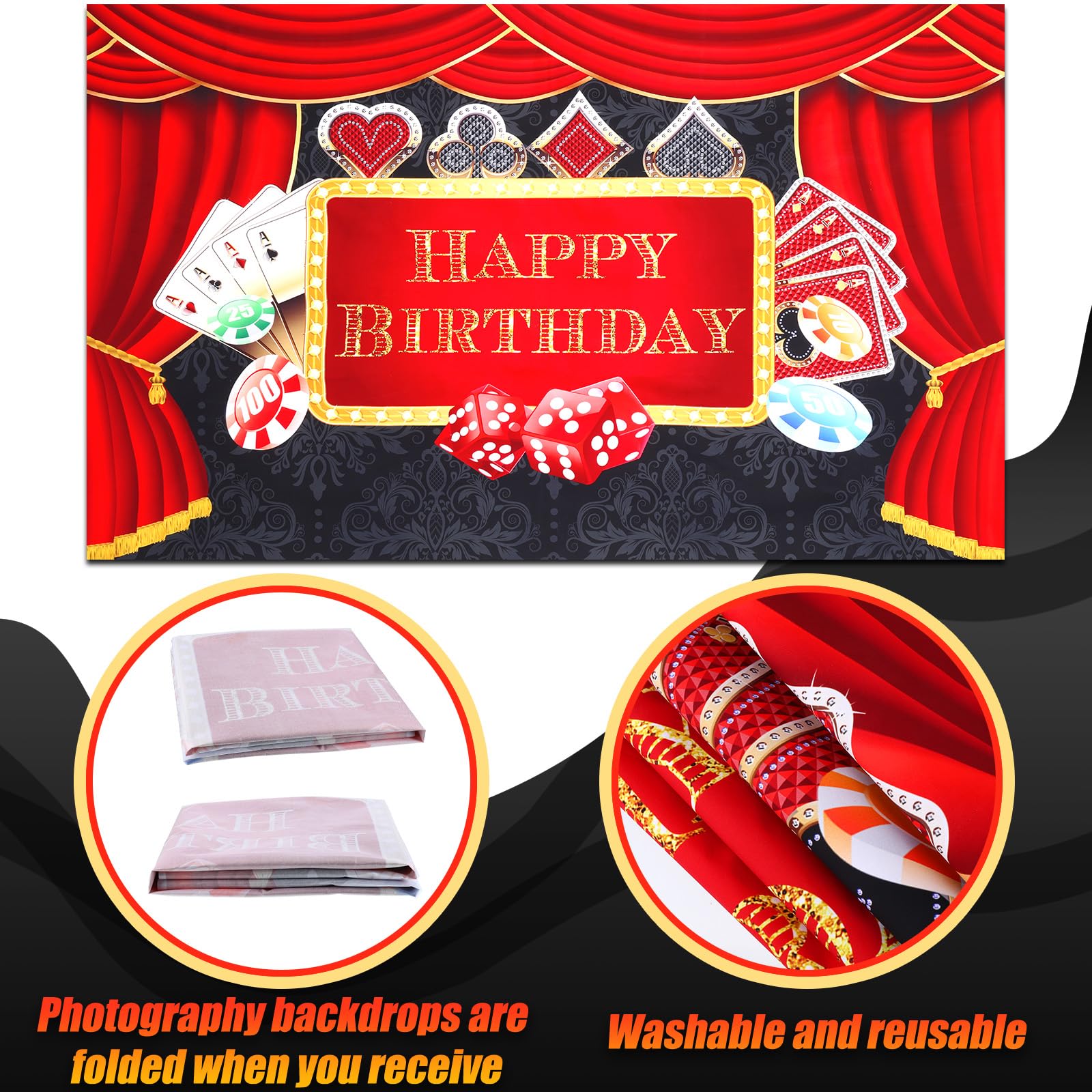 79-Piece Casino Theme Party Decorations Kit - Las Vegas Night Backdrop, Balloon Garland, Tablecloth, Cake Toppers & Foil Balloons for Casino Birthday, Bachelorette & Themed Events
