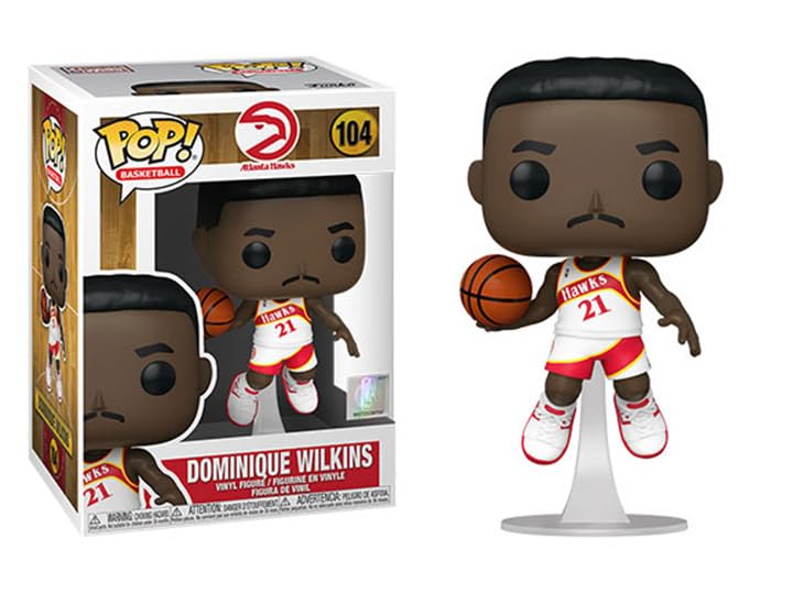 Funko Pop NBA Legends Dominique Wilkins Dunk Hawks Home Jersey Vinyl Figure with ToyBop Box Protector - Collector's Edition Basketball Gift Set for Fans & Display Case for Home or Office Decor