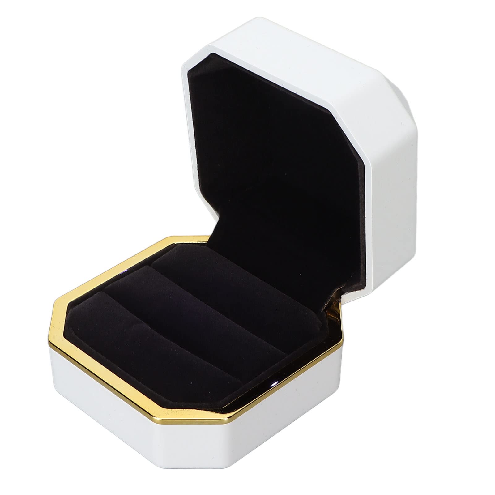 LED Jewelry Gift Box with Soft Flocking Interior - Elegant & Scratch-Resistant for Wedding Rings, Engagement Rings & Jewelry Storage (White) | Perfect for Proposals, Anniversaries & Special Occasions