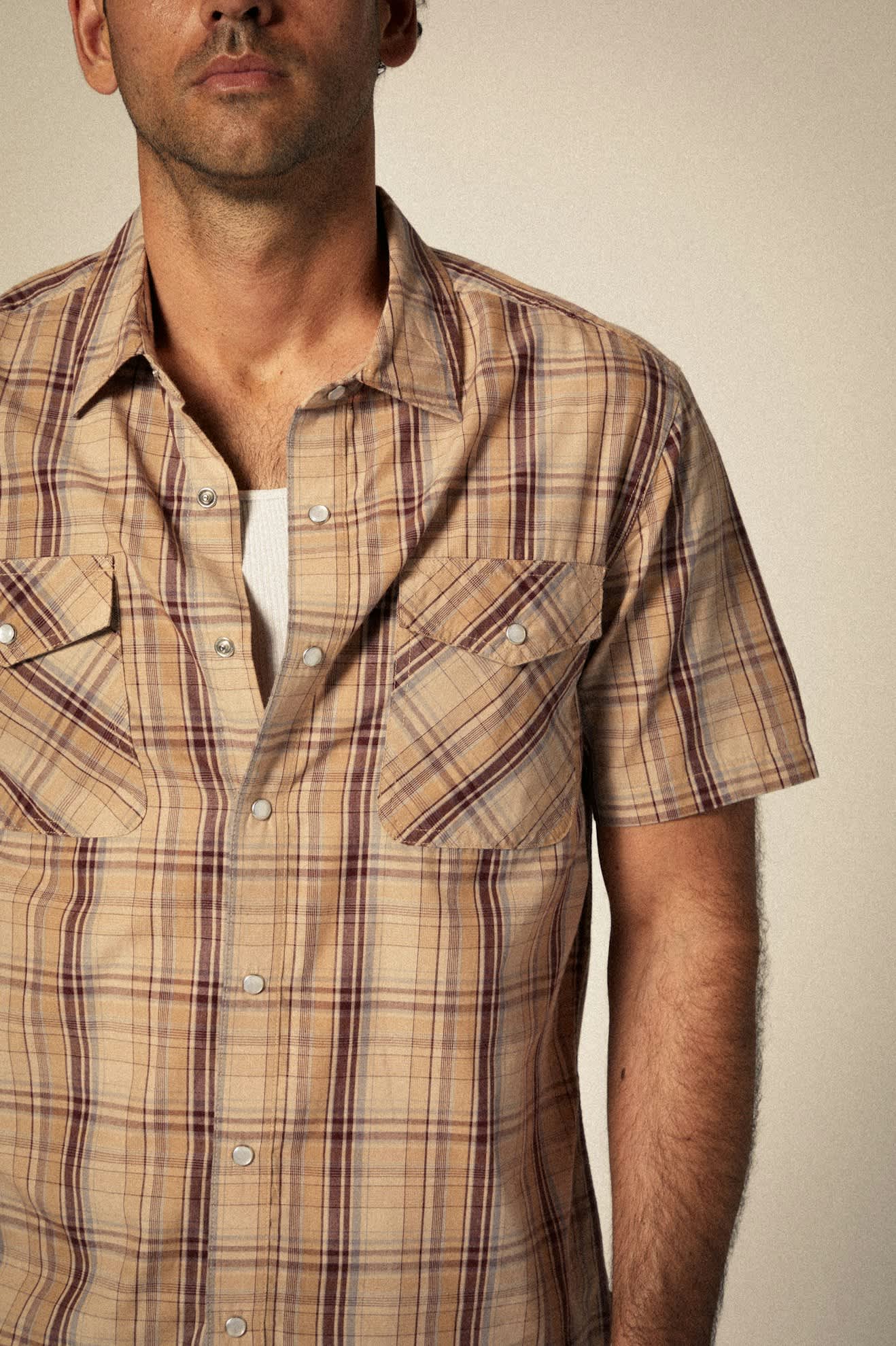Wayne Western Short Sleeve Plaid Shirt for Men - Classic Cowboy Style Shirt - Perfect for Rodeo, Ranch Work & Western Fashion