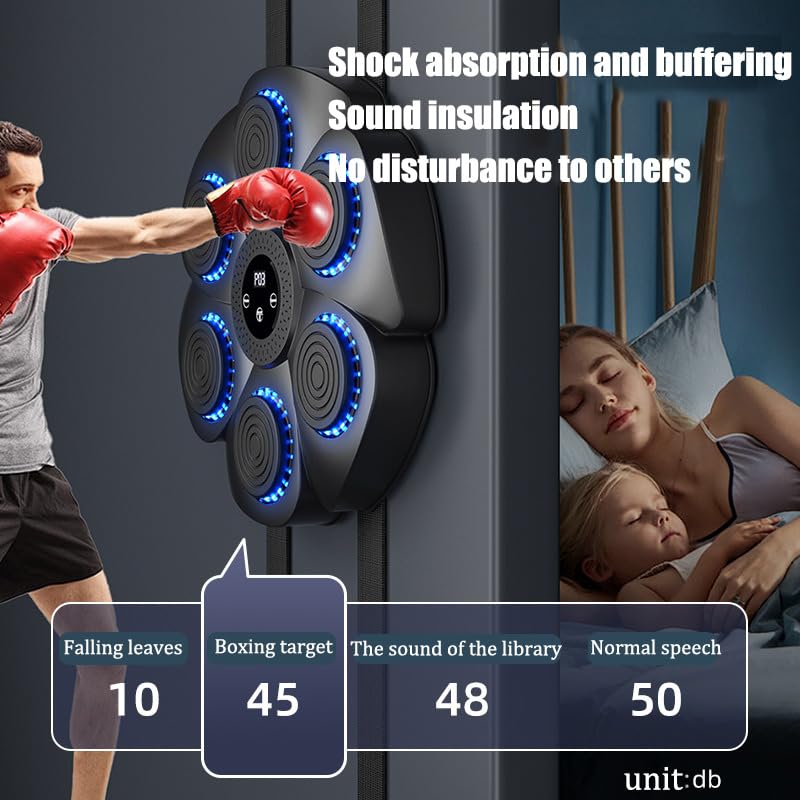 Puncheffy Smart Bluetooth Music Boxing Trainer for Adults & Kids - 18 Speed Adjustable Punching Workout Machine with Boxing Gloves - Perfect for Home Gym, Fitness Training & Stress Relief