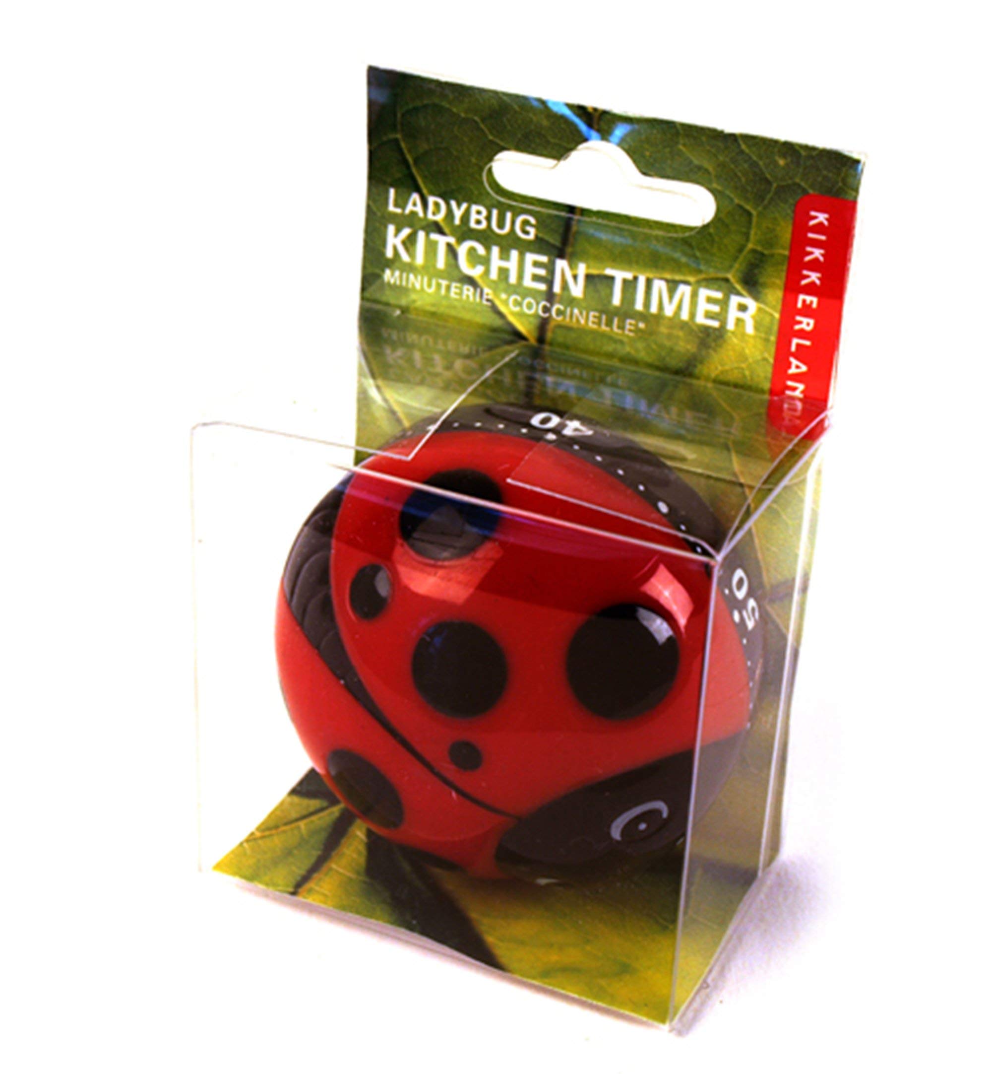 Kikkerland Red Ladybug Kitchen Timer - 60 Minute Countdown, 5.7 x 5.7 x 4.4 cm - Cute Bug-Shaped Cooking Timer for Baking, Cooking, and Classroom Activities