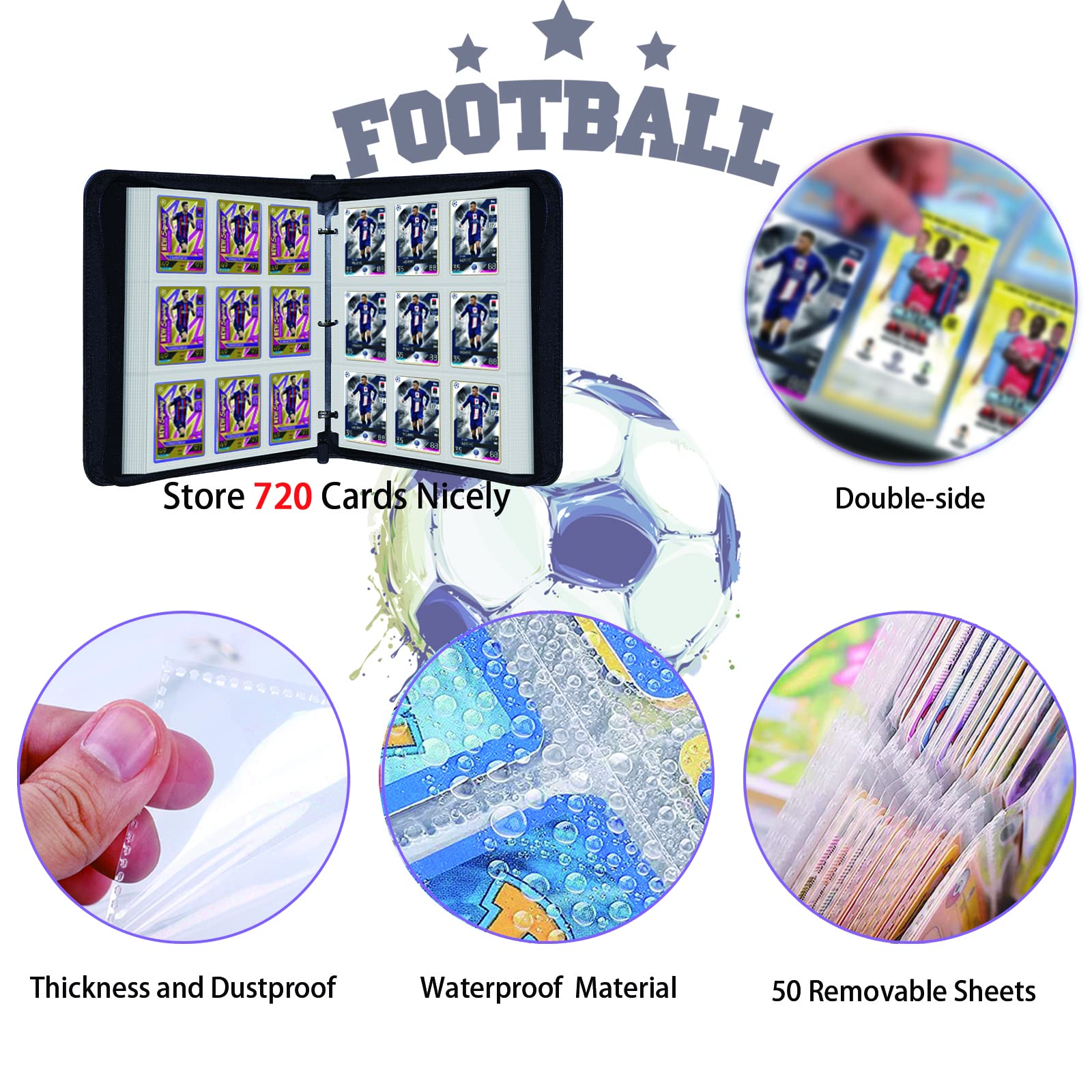 Reelanx 9-Pocket Soccer Trading Card Binder Album - 720 Pocket Storage Display Case with Protective Sleeves for Soccer Card Collectors | Perfect for Organizing, Storing & Showcasing Your Valuable Soccer Card Collection at Home, Games & Tournaments