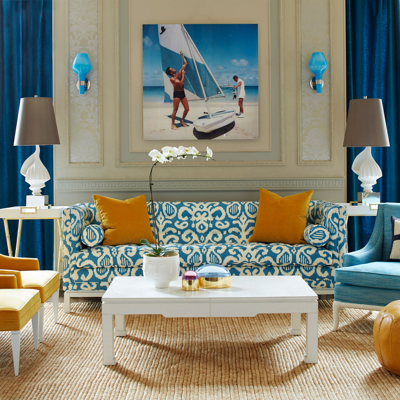 Slim Aarons 'Boating in Antigua' Fine Art Photography Print - Vintage Beach Wall Decor for Living Room, Office & Coastal Home