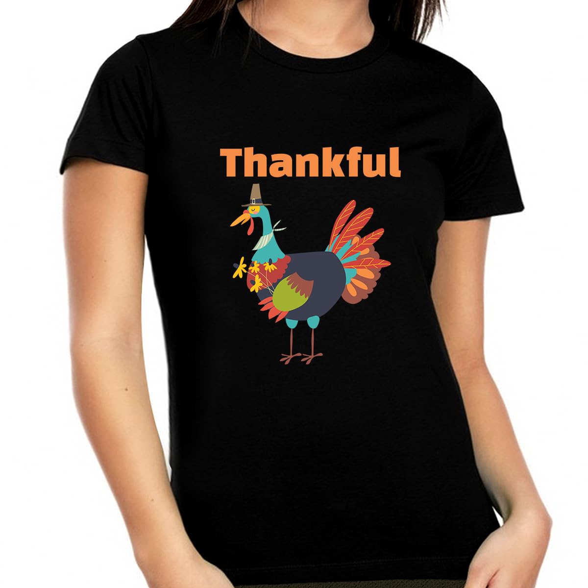 Plus Size Thanksgiving Shirts for Women - Cute Turkey Graphic Fall Tops & Holiday Blouses - Perfect for Family Gatherings, Friendsgiving Parties & Autumn Photoshoots