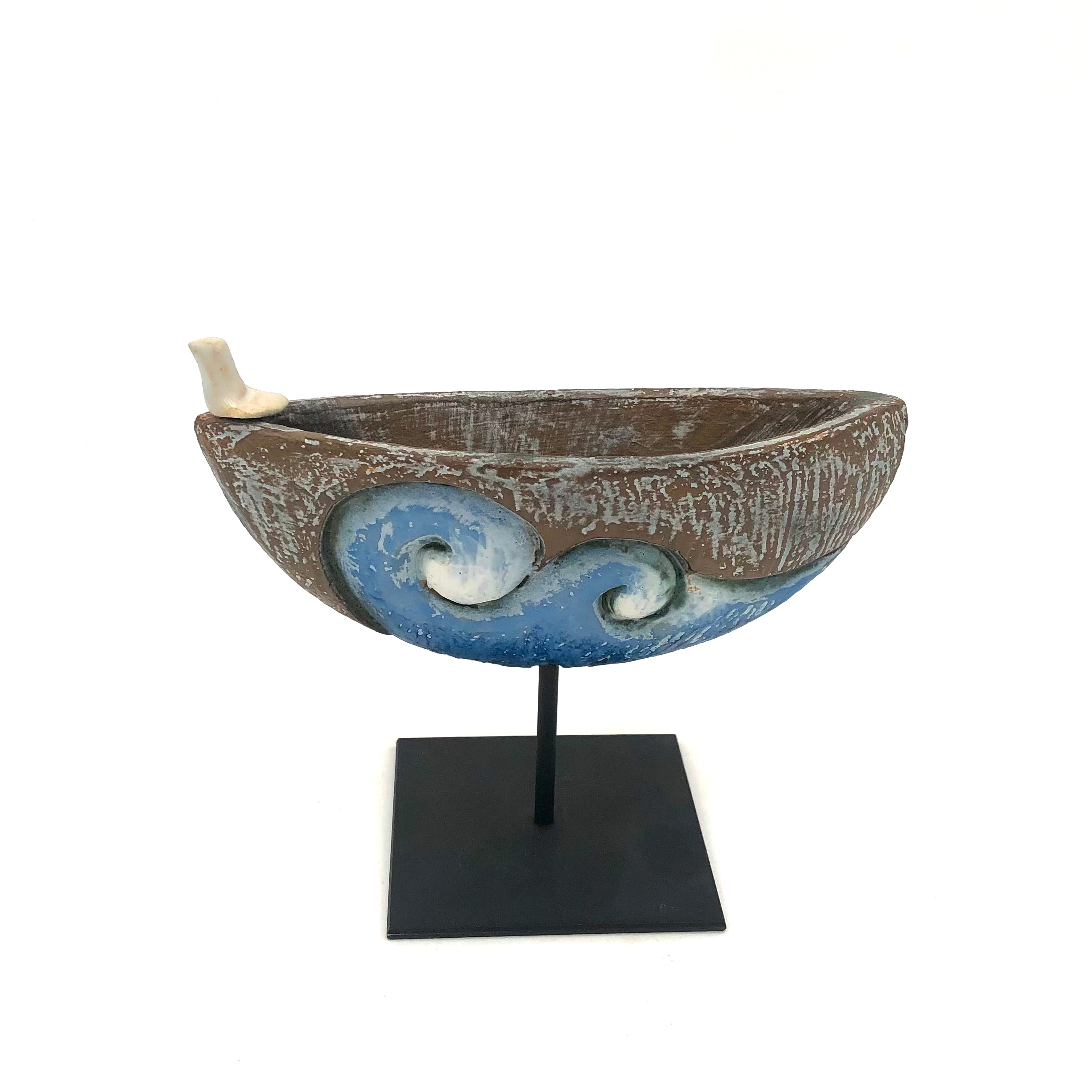 Cathy Broski Ceramic Boat Sculpture on Base - Handcrafted Art Piece for Home Decor, Office Display, and Gift Giving (Assorted Designs)