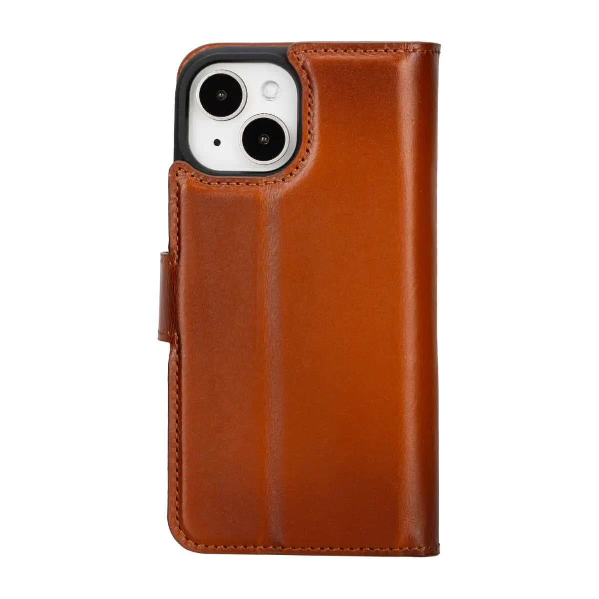 Premium Burnished Tan Leather Wallet Case for iPhone 15 - Slim RFID Blocking Phone Cover with Card Slots | Perfect for Everyday Use, Travel & Business Meetings