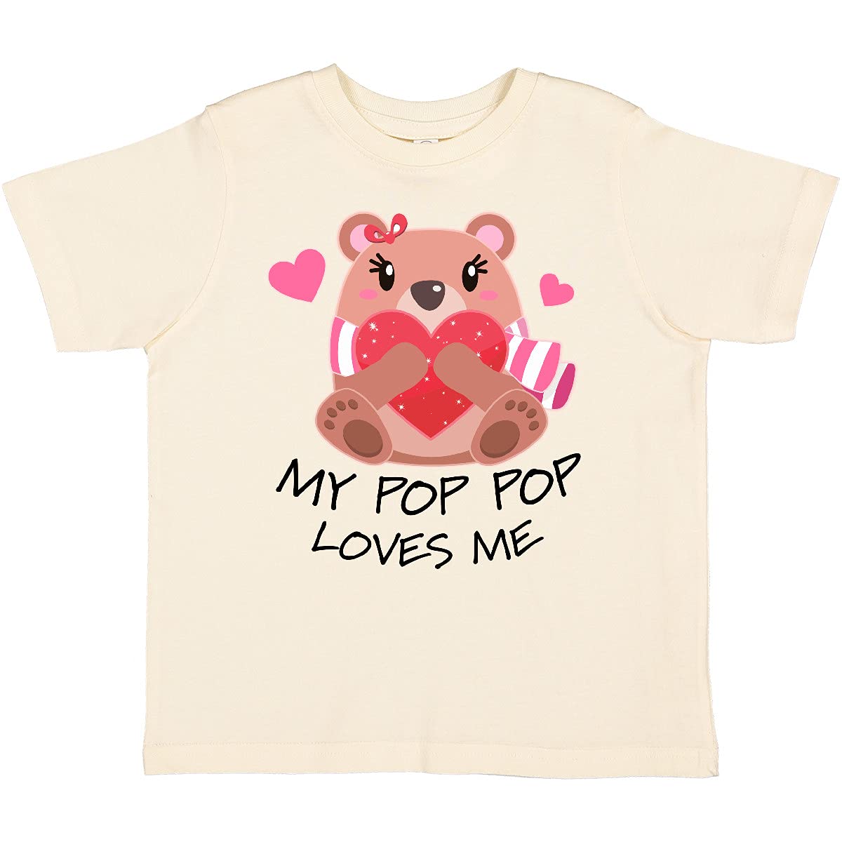 Inktastic My Pop Pop Loves Me - Bear and Hearts Toddler T-Shirt | Cute Graphic Tee for Grandkids | Perfect for Family Photos, Playdates & Special Occasions