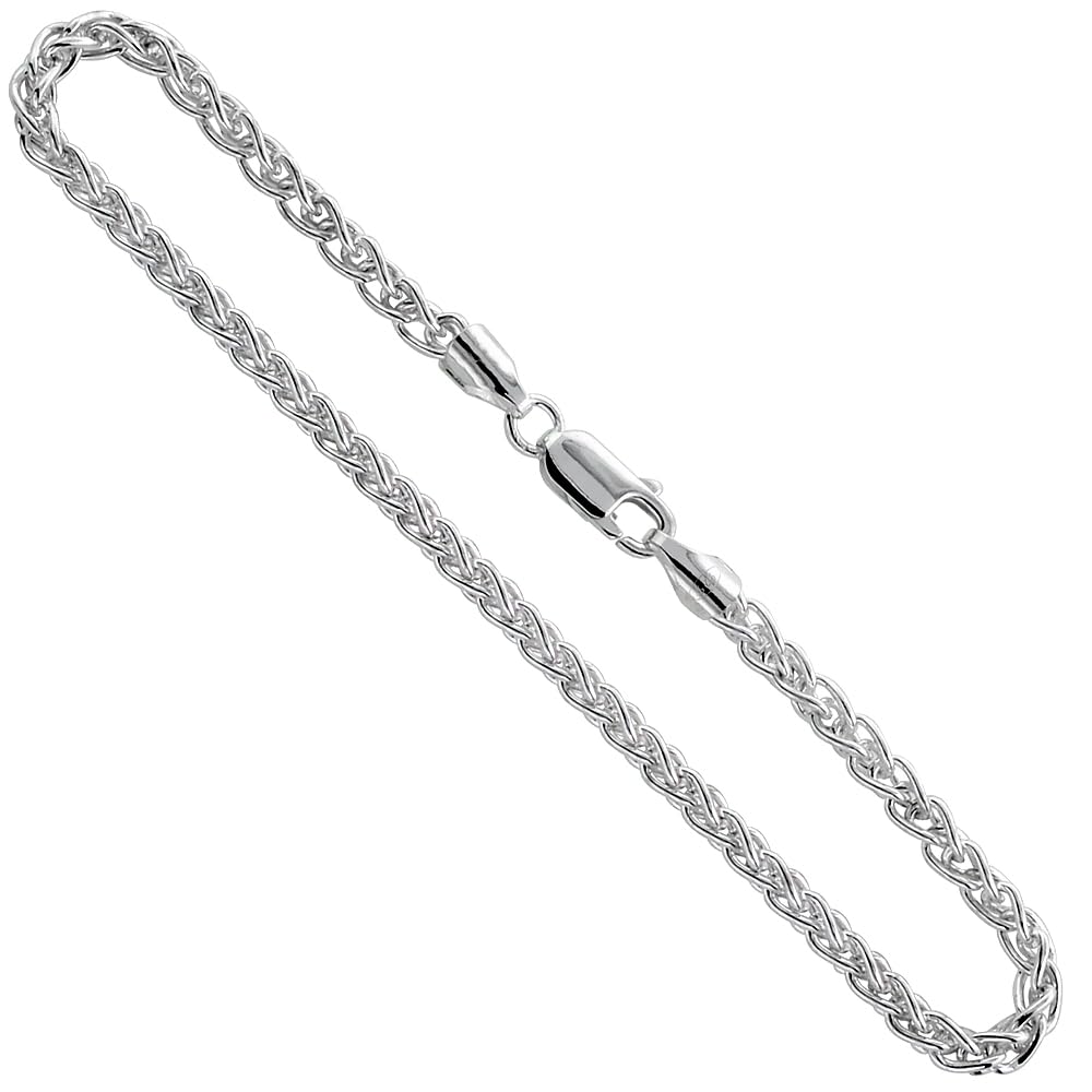 Sterling Silver 3mm Spiga Wheat Chain Necklace & Bracelet Set for Women & Men - Nickel Free Italian Crafted Jewelry (7-30 inch) - Perfect for Gifts, Weddings & Everyday Wear