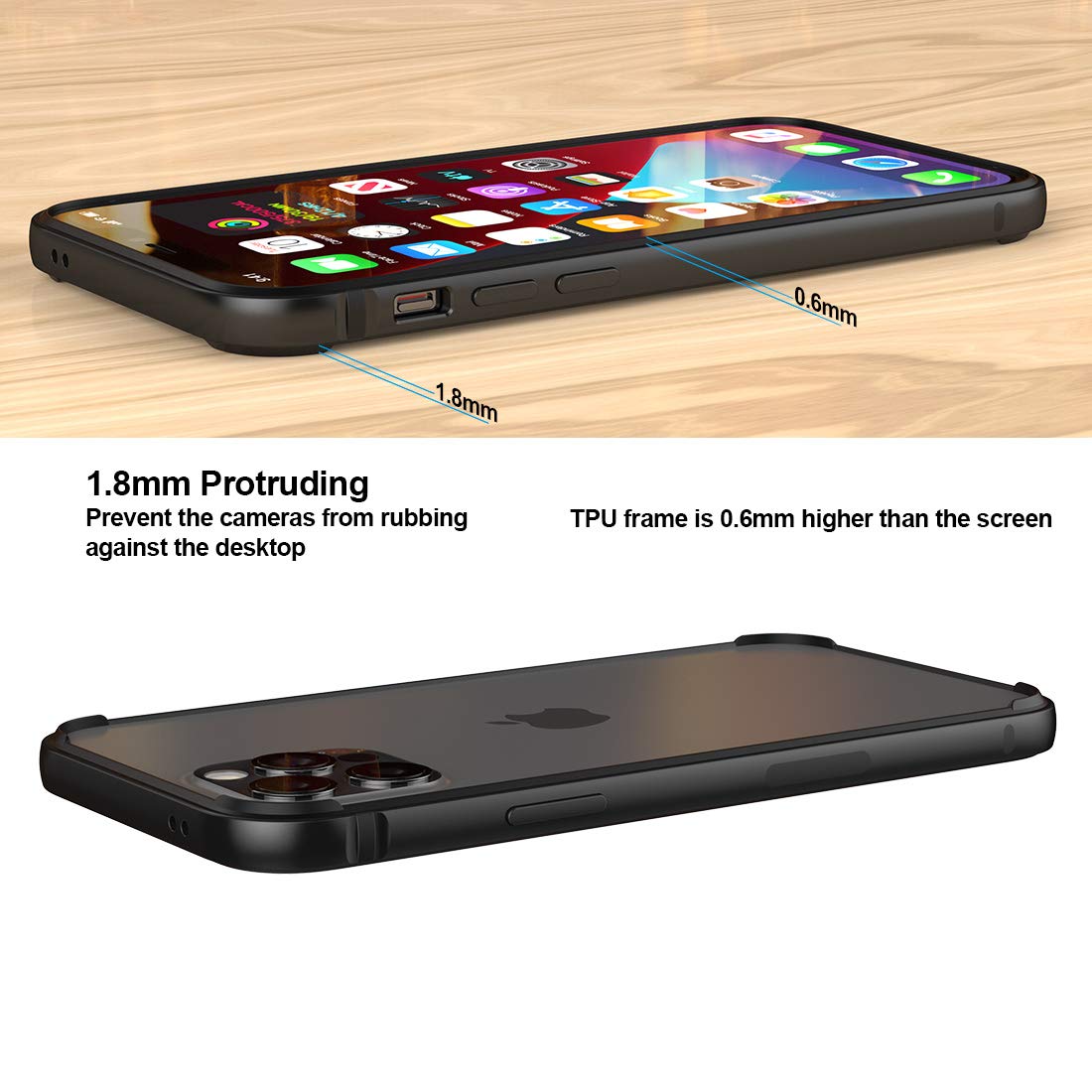 Eastcoo Ultra Slim Metal Bumper Case for iPhone 12 & iPhone 12 Pro - Shockproof Protective Cover with Soft TPU Liner & Wireless Charging Support (Black) | Perfect for Daily Use, Outdoor Activities & Travel Protection