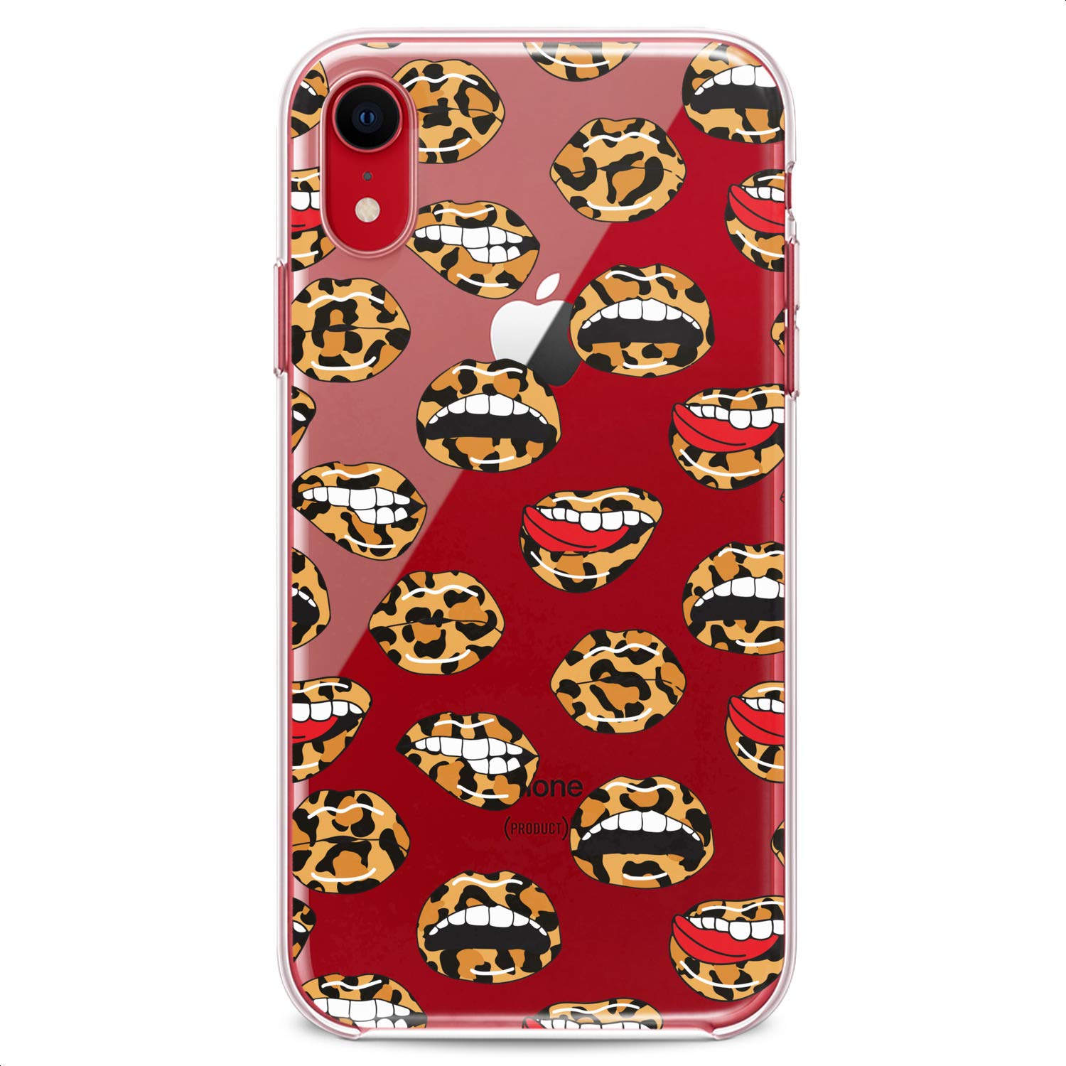 Premium TPU Phone Case for iPhone 16/15/14/13/12/11 Pro Max/Plus/Mini/XS/XR/X/8/7/6/5/SE - Slim Clear Leopard Lips Design, Flexible Silicone Protective Cover for Women - Perfect for Everyday Use, Office & School Accessory