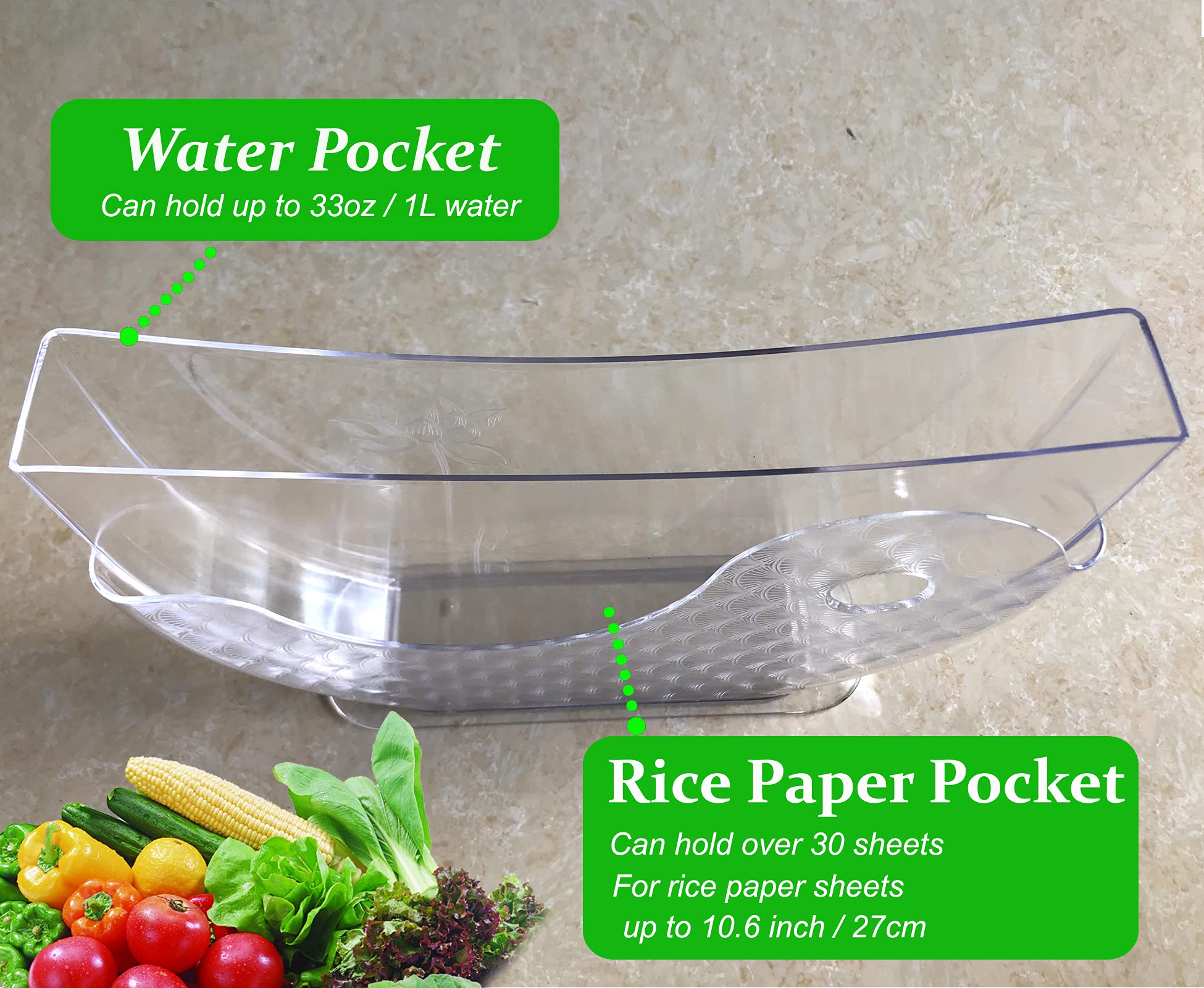 Premium Summer Roll Water Bowl - Rice Paper Wrapper Holder for Fresh Spring Rolls & Vietnamese Cuisine | Perfect for DIY Wraps, Sushi Making & Asian Cooking (Rice Paper Not Included)