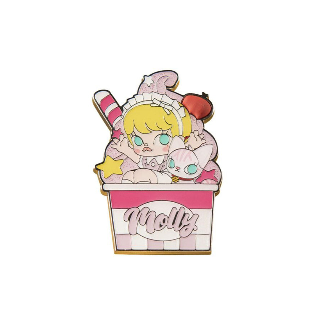 POP MART Summer Party Series MOLLY Ice Cream Enamel Pin Badge - Cute Collectible Accessory for Backpacks, Jackets & Denim - Perfect for Gifts, Conventions & Kawaii Fashion