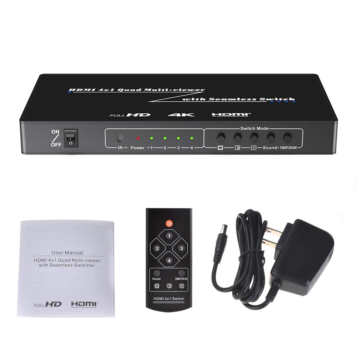 4K 4 in 1 Out HDMI Multi-Viewer - 4K@30Hz 2K@60Hz HDMI Screen Splitter with Audio Switching | 4 Display Modes for Engineers, Conference Rooms, Video Meetings, Security Monitoring & Digital Signage | Perfect for Control Rooms, Trade Shows & Multi-Screen Presentations