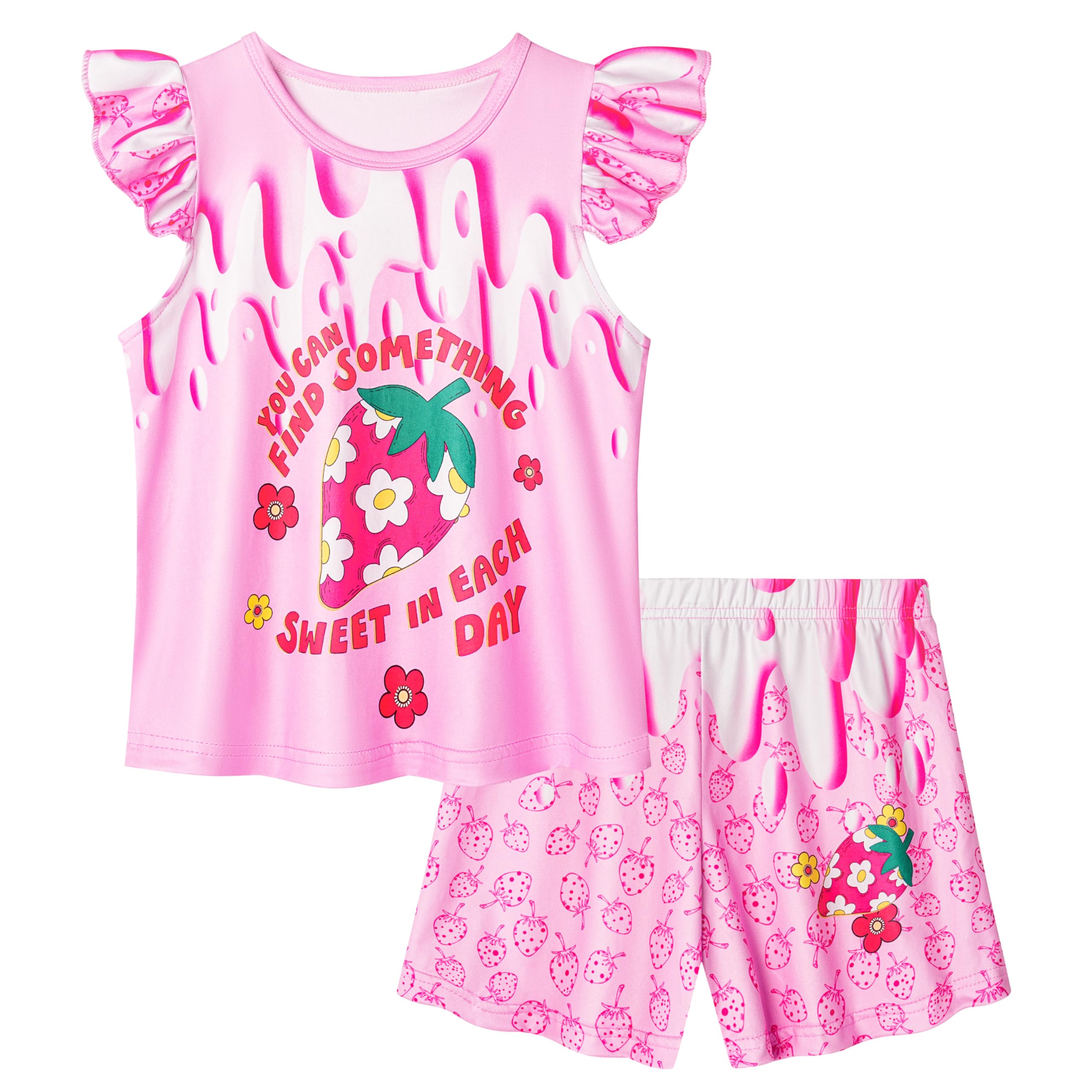 LQSZ Girls Pajamas Set - Soft Cotton Toddler Sleepwear for Girls 2-12 Years | Cute Summer PJs for Kids | Perfect Birthday Gift & Nighttime Comfort Wear for Playdates, Sleepovers and Bedtime