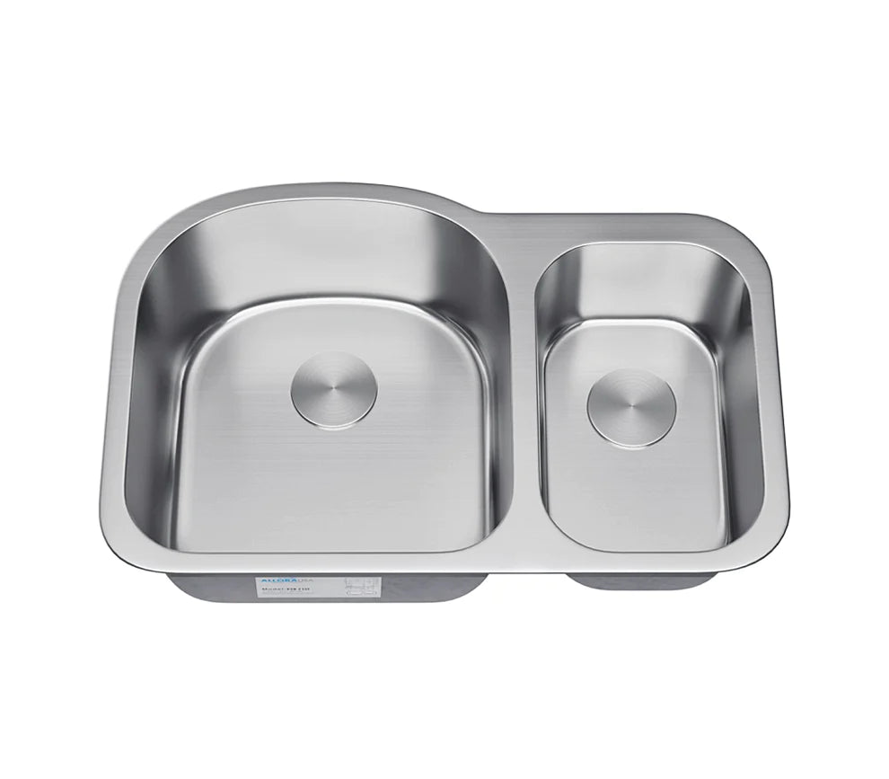 Allora USA KSN 2131 31x21x9/7 Inch Undermount 70/30 Double Bowl Stainless Steel Kitchen Sink - Perfect for Modern Kitchens & Heavy-Duty Cooking