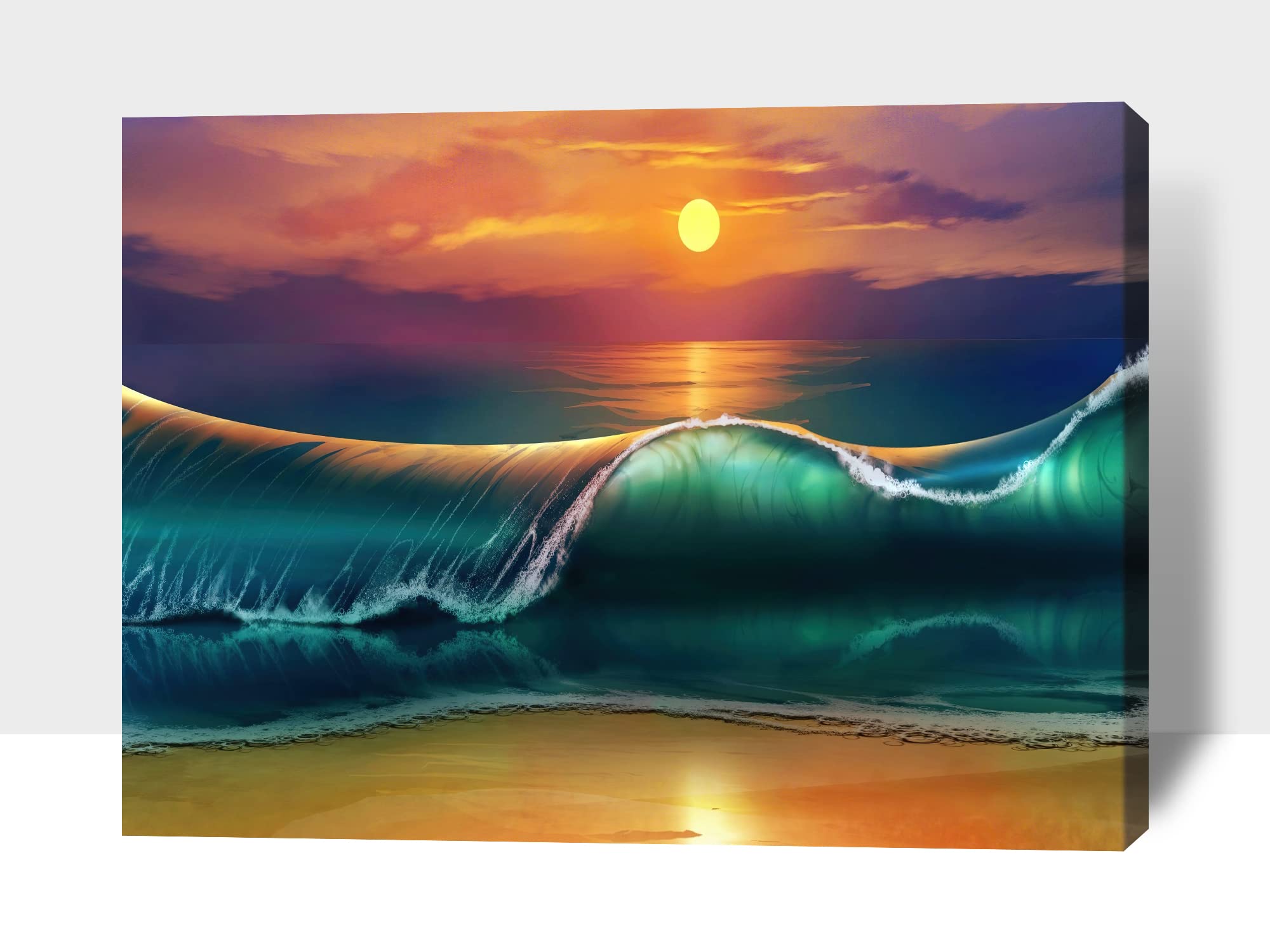 GUTTATY Framed Beach Wall Art Canvas - Ocean & Coastal Wall Decor, Ready to Hang Beach Scene Print for Living Room, Bedroom, Office (32x48 Inches) | Perfect for Coastal Home Decor & Vacation House Style