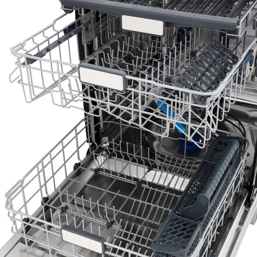 ZLINE Autograph Edition 24-inch Monument Series Dishwasher with 3rd Rack, Top Touch Controls, Tall Tub Design - Satin Stainless Steel Panel & Polished Gold Handle, Ultra Quiet 45dBa (DWMTZ SN 24 G) - Perfect for Modern Kitchens, Open Concept Homes, and Luxury Renovations