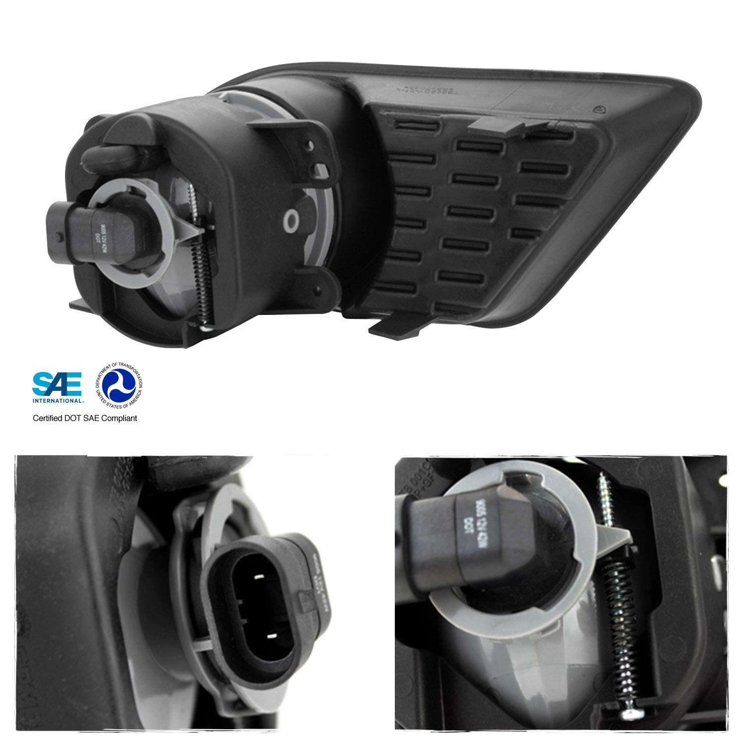 AKKON Black Headlights & Smoked Bumper Fog Lights Replacement Pair for 2011-2014 Dodge Charger (Halogen Type) - Left & Right Side - Perfect for Night Driving & Car Upgrades